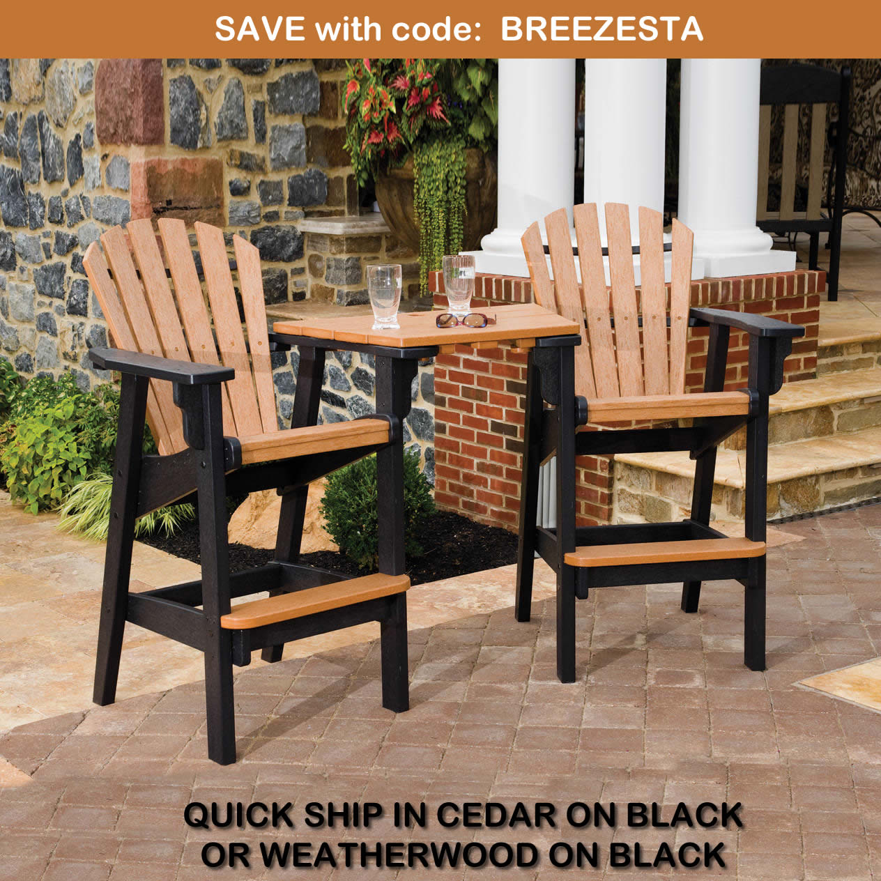 Breezesta Coastal Bar Height Tete-a-Tete Set