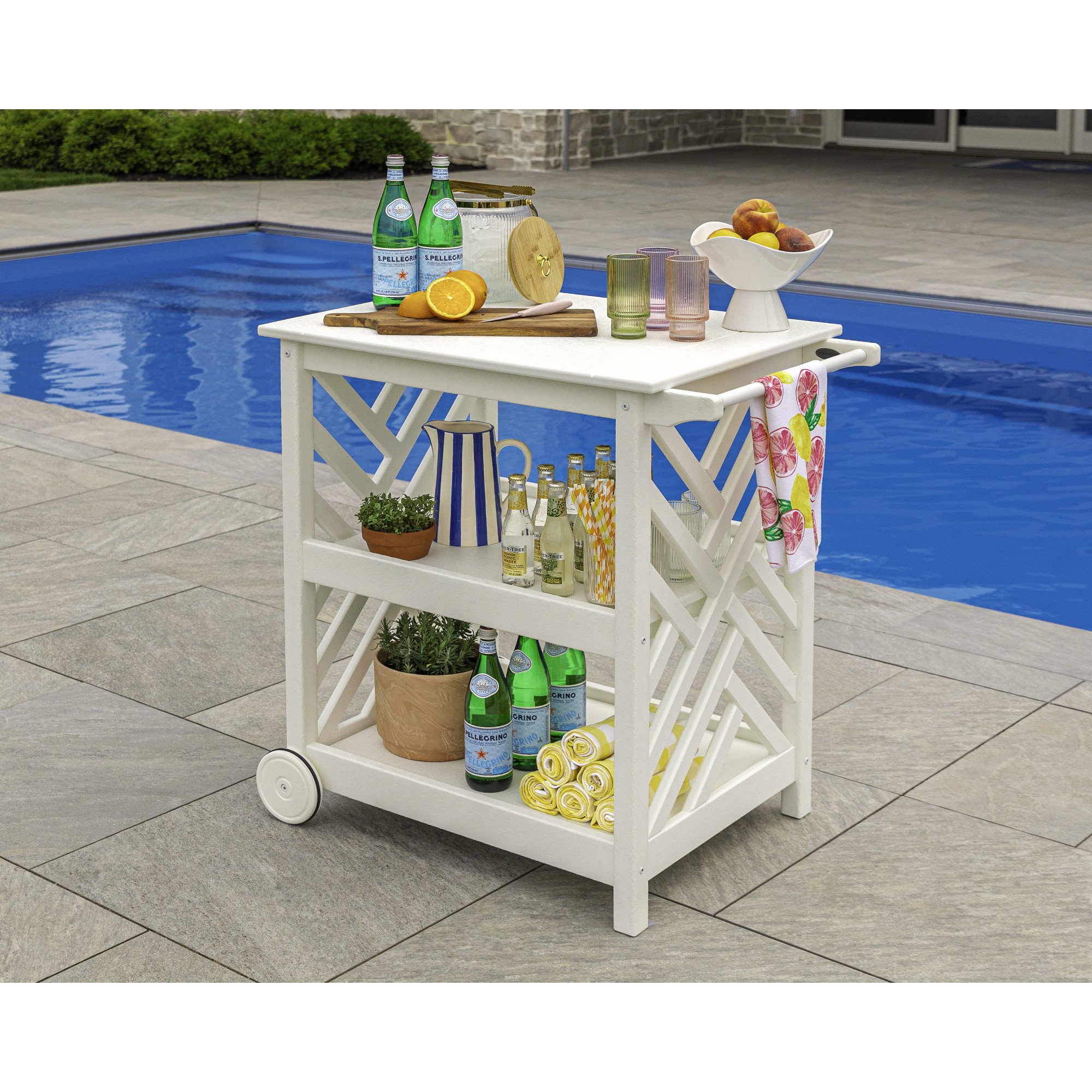 POLYWOOD® Chippendale Bar Cart - Lifestyle View 3