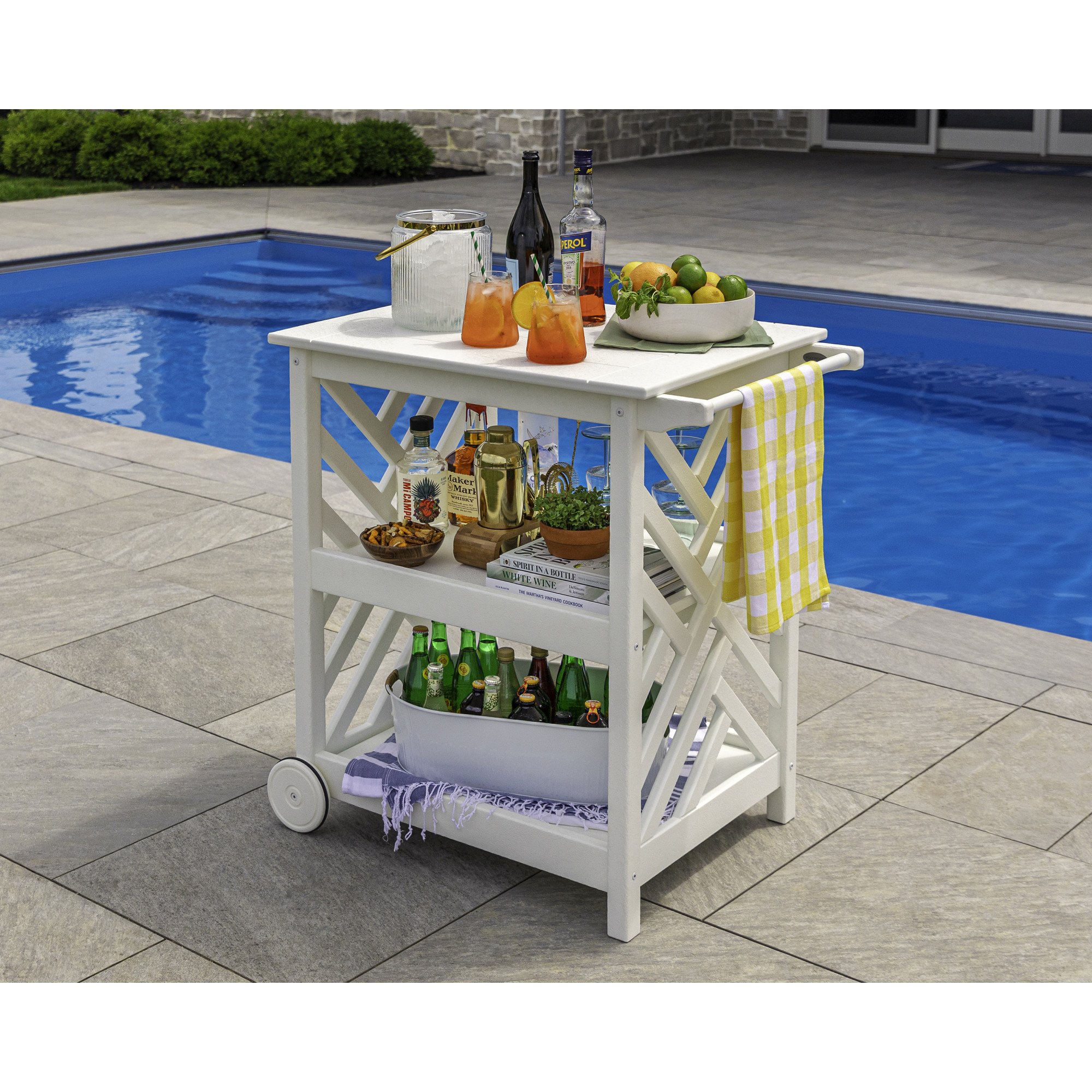 POLYWOOD® Chippendale Bar Cart - Lifestyle View 5