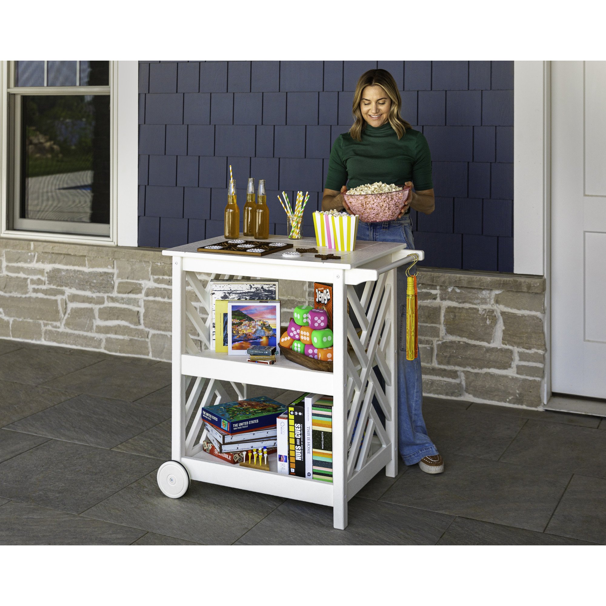 POLYWOOD® Chippendale Bar Cart - Lifestyle View 6