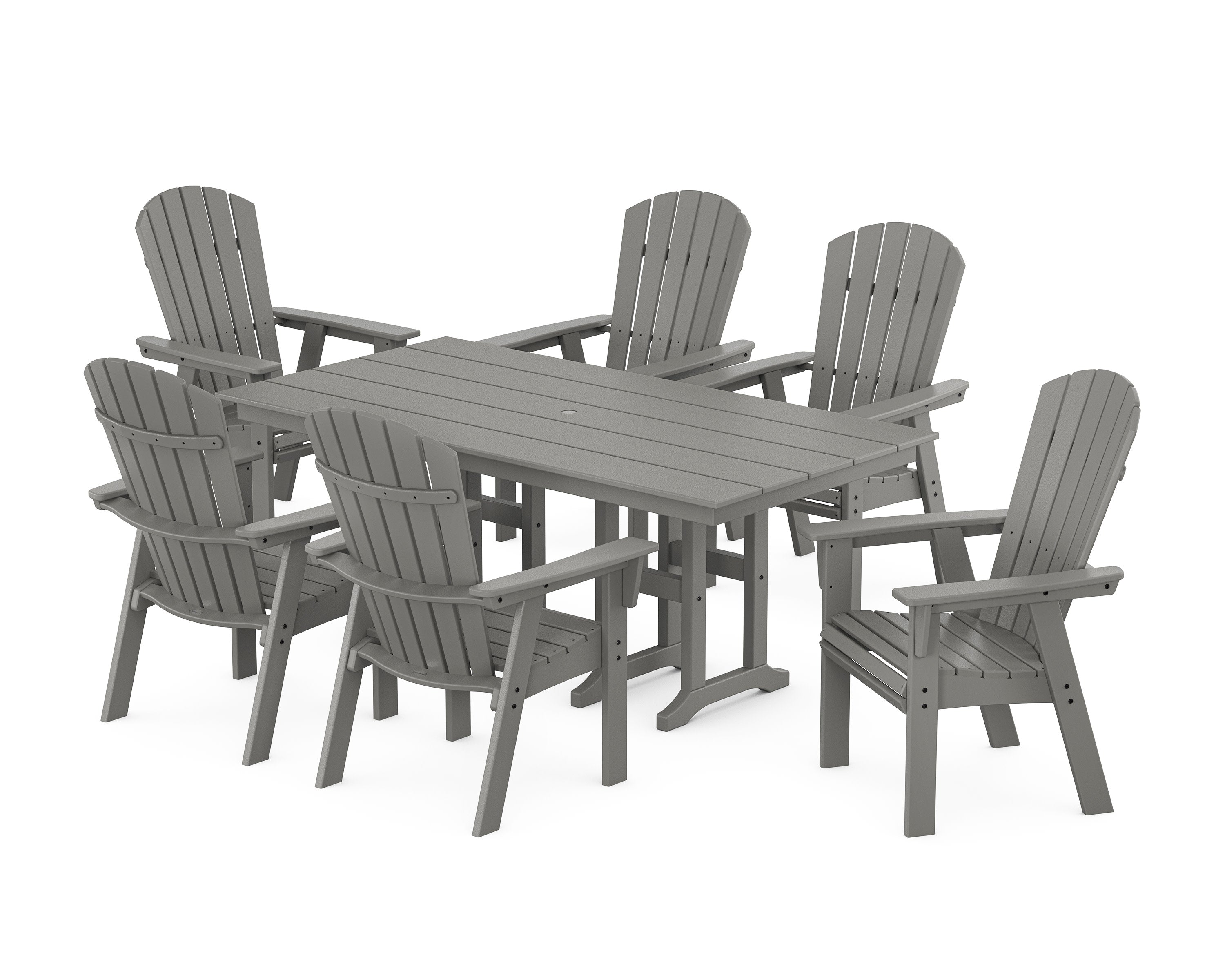 POLYWOOD® Nautical Curveback Adirondack 7-Piece Farmhouse Dining Set