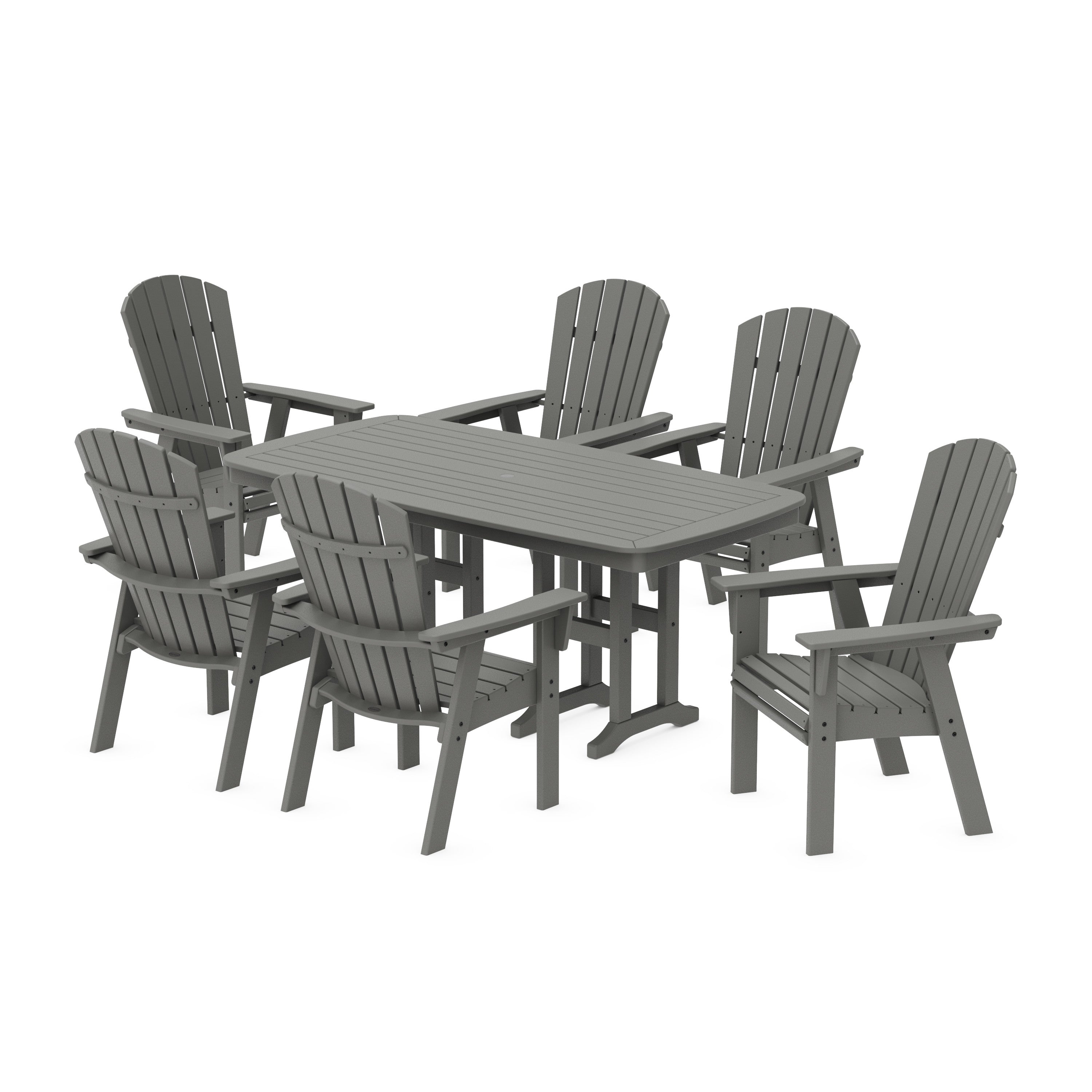 POLYWOOD® Nautical Curveback Adirondack 7-Piece Dining Set