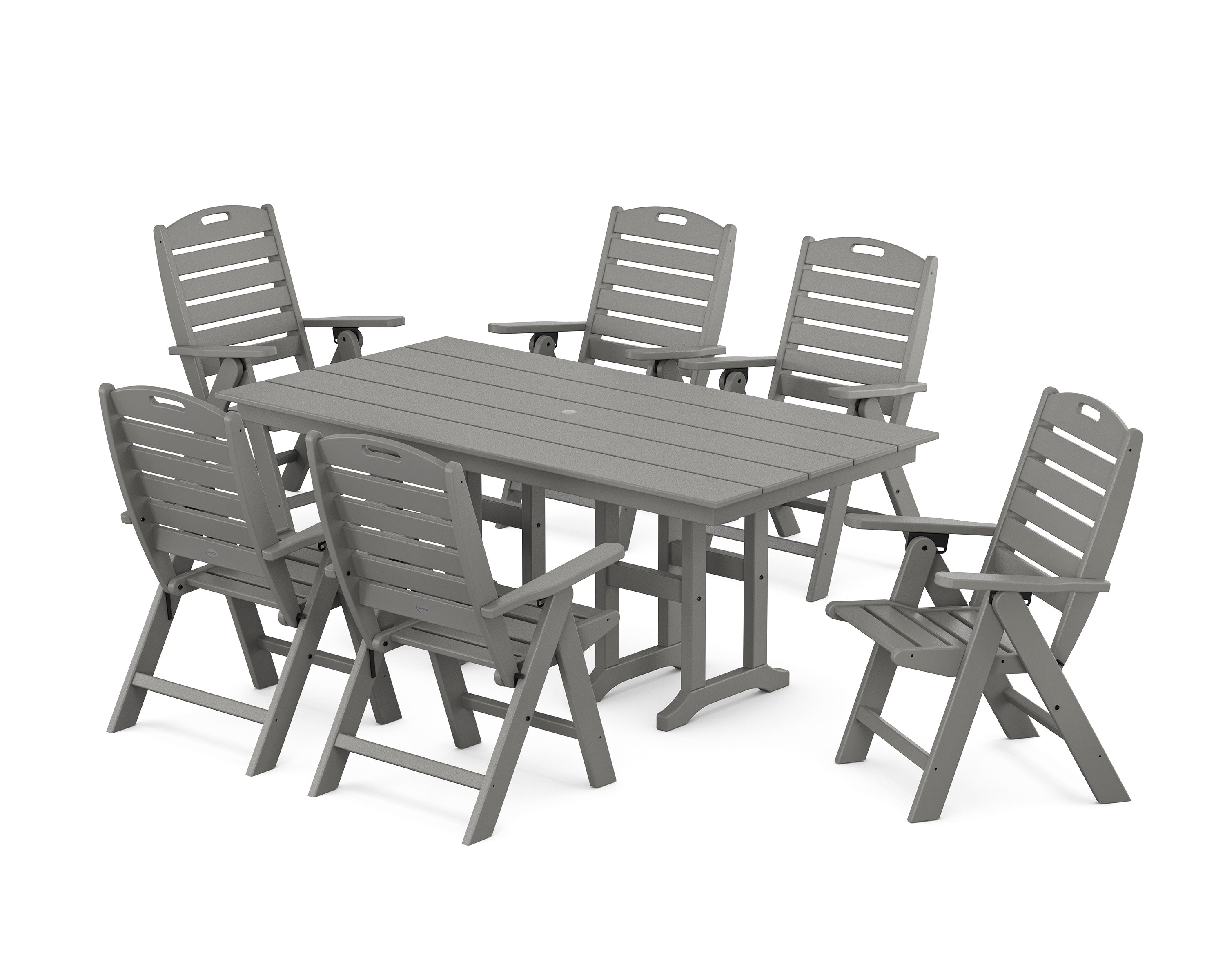 POLYWOOD® Nautical Highback 7-Piece Farmhouse Dining Set