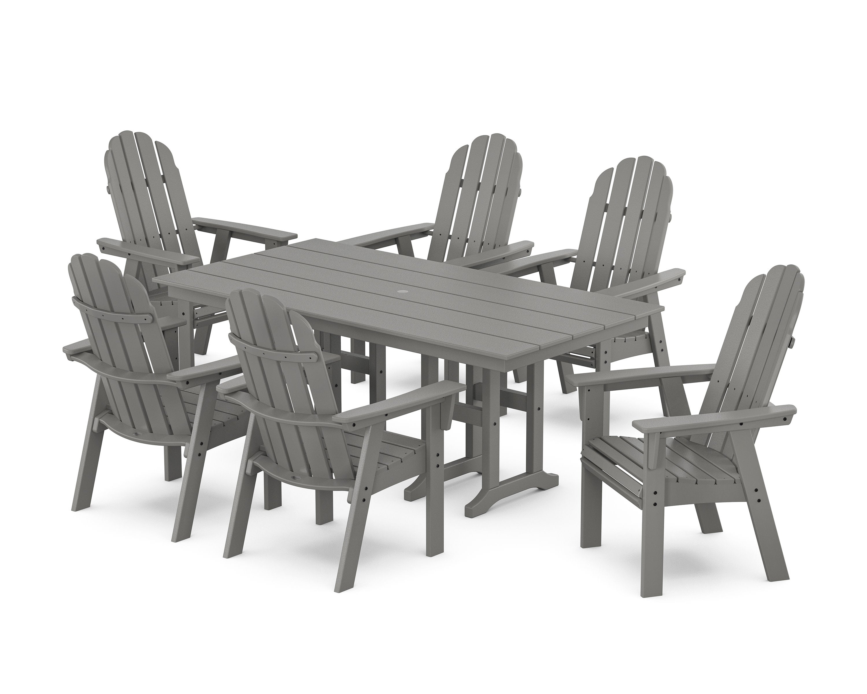 POLYWOOD® Vineyard Curveback Adirondack Chair 7-Piece Farmhouse Dining Set