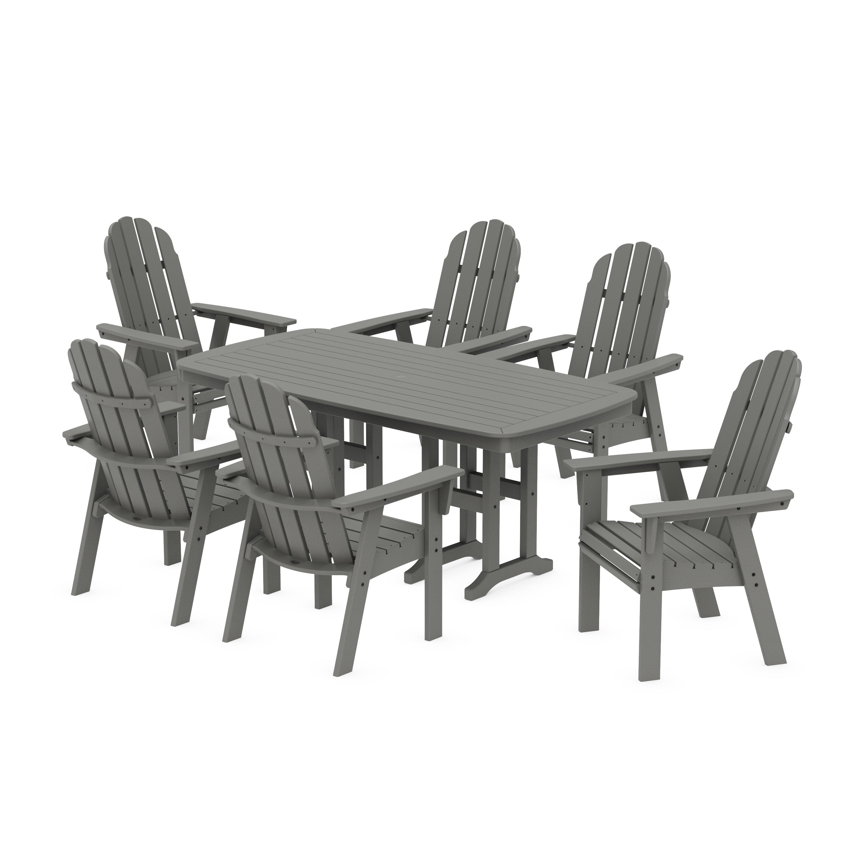 POLYWOOD® Vineyard Curveback Adirondack Chair 7-Piece Dining Set