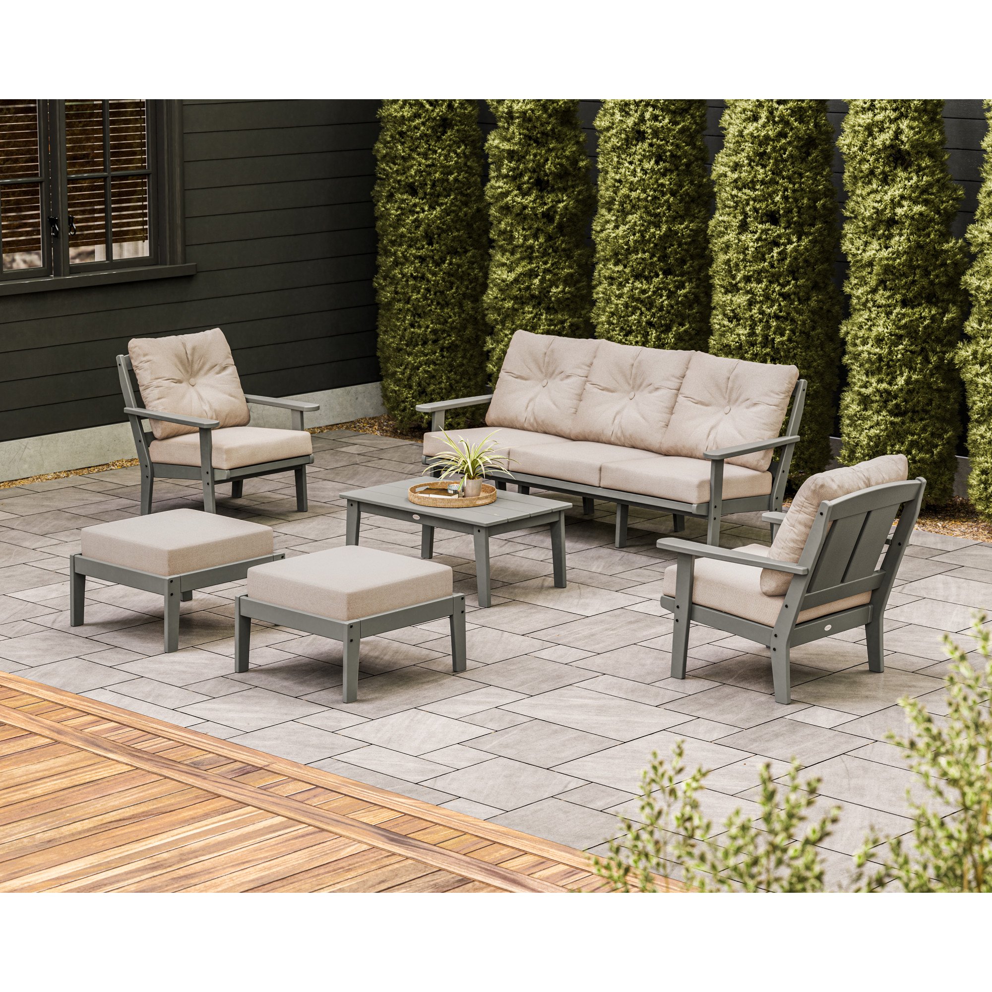 POLYWOOD® Mission 6-Piece Lounge Sofa Set - Lifestyle View 1
