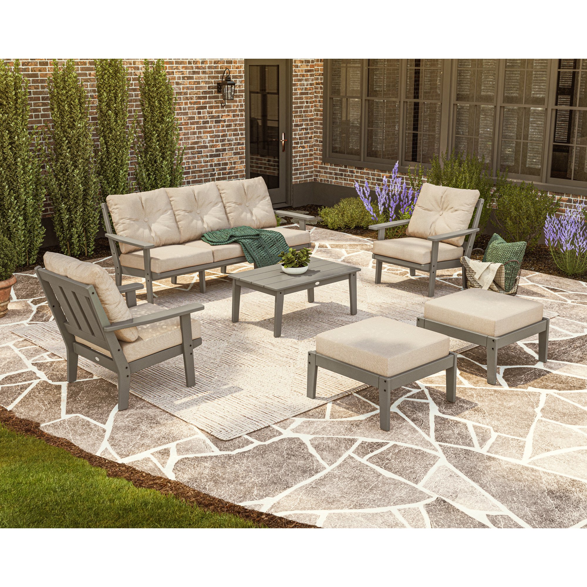 POLYWOOD® Oxford 6-Piece Lounge Sofa Set - Lifestyle View 1