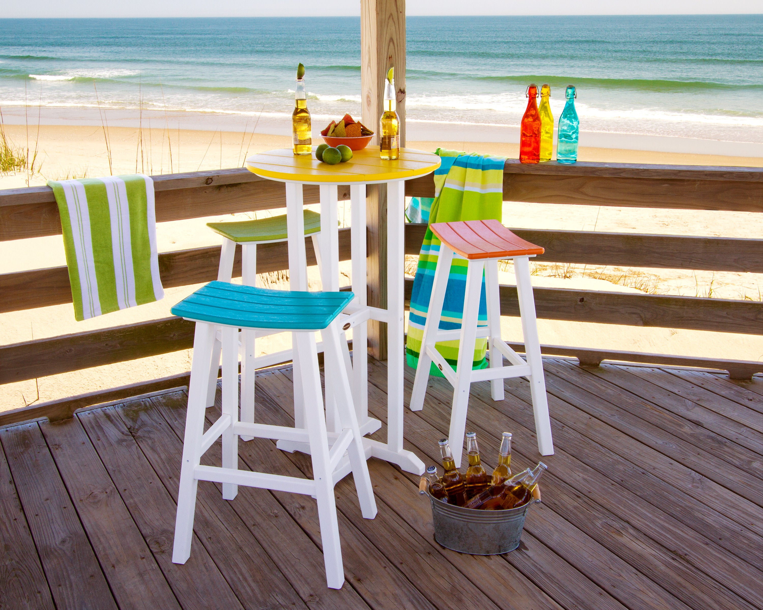 POLYWOOD® Contempo 4-Piece Round Saddle Bar Stool Set