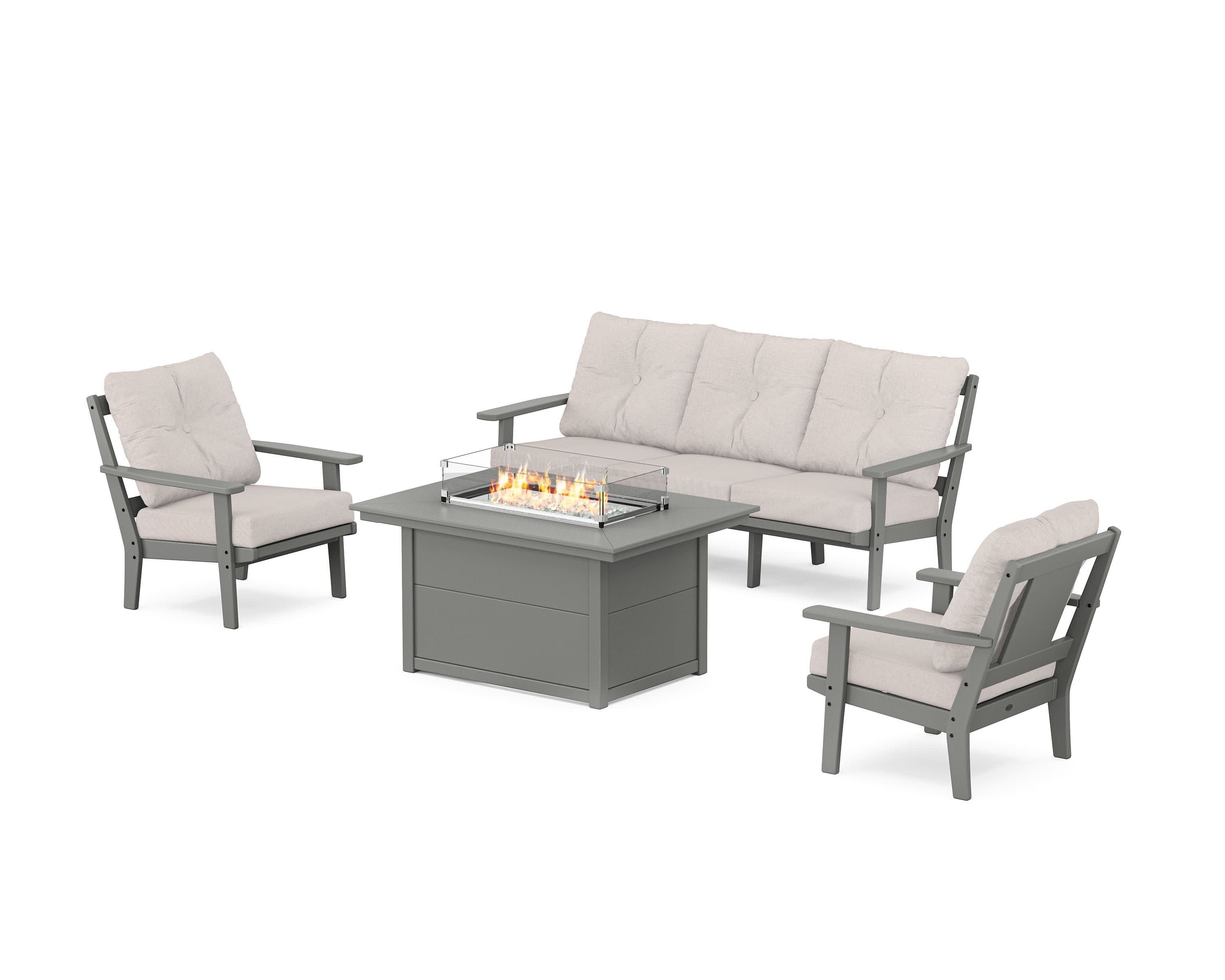 POLYWOOD® Prairie Deep Seating Fire Pit Table Set