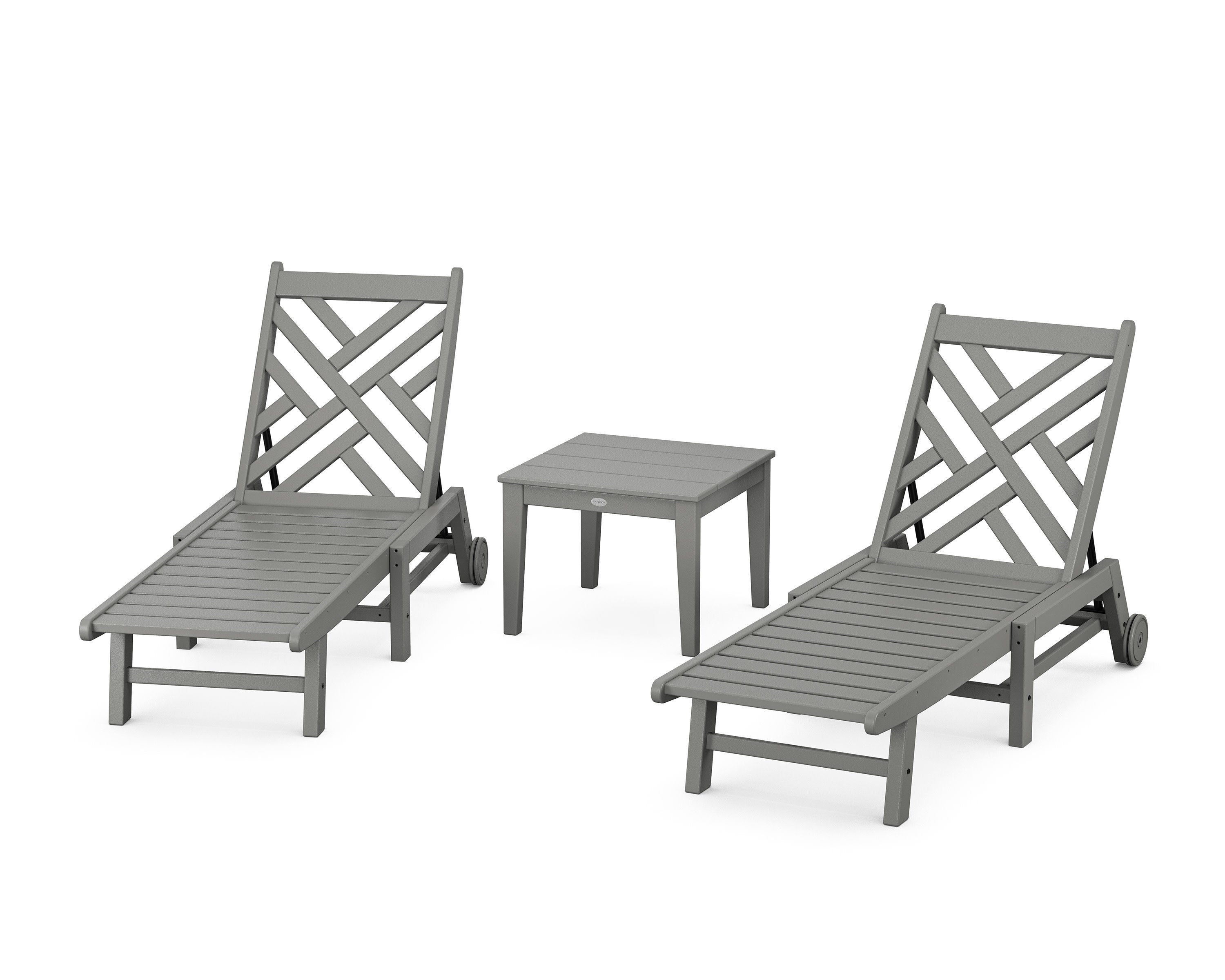 POLYWOOD® Chippendale 3-Piece Chaise Set with Wheels