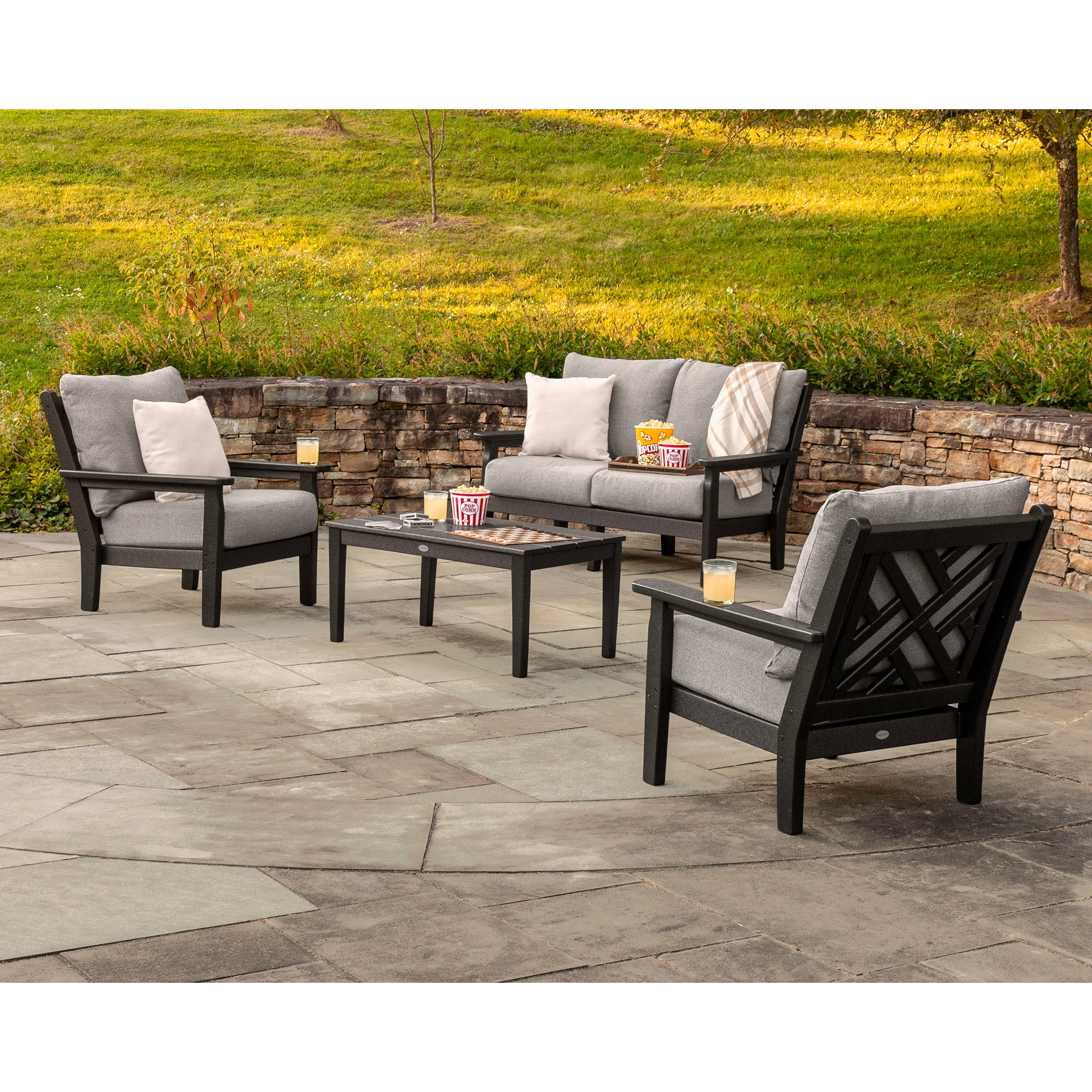 POLYWOOD® Chippendale 4-Piece Deep Seating Set with Loveseat