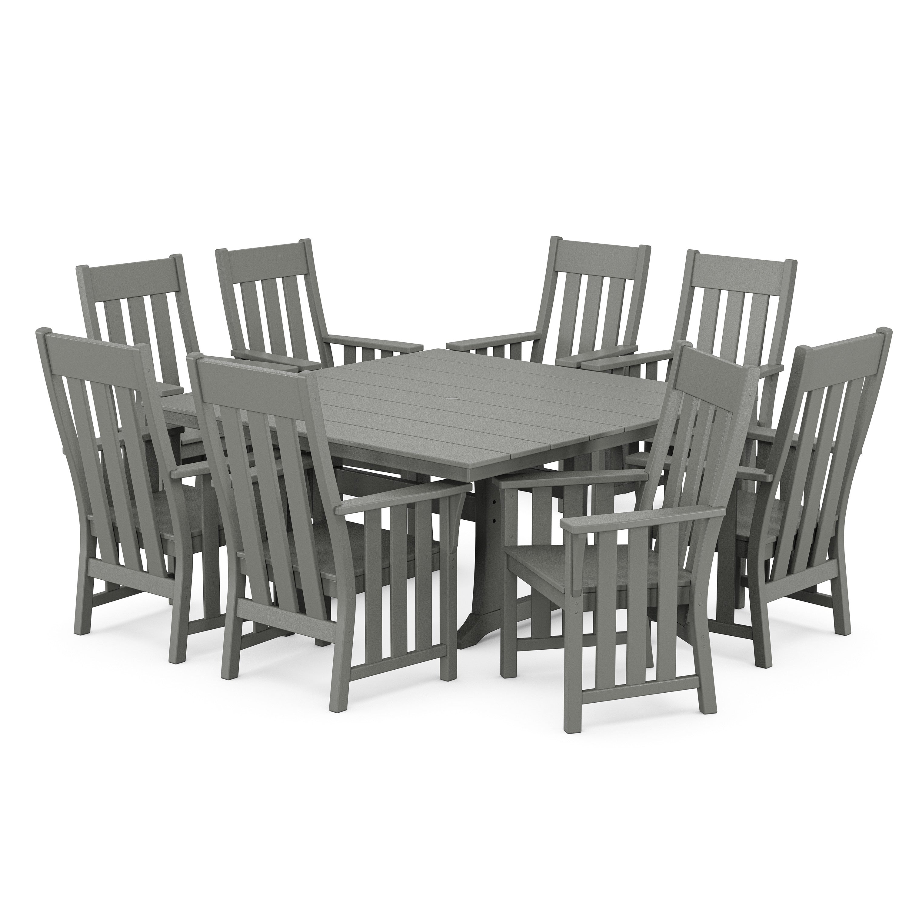 Martha Stewart by POLYWOOD Acadia 9-Piece Square Farmhouse Dining Set with Trestle Legs