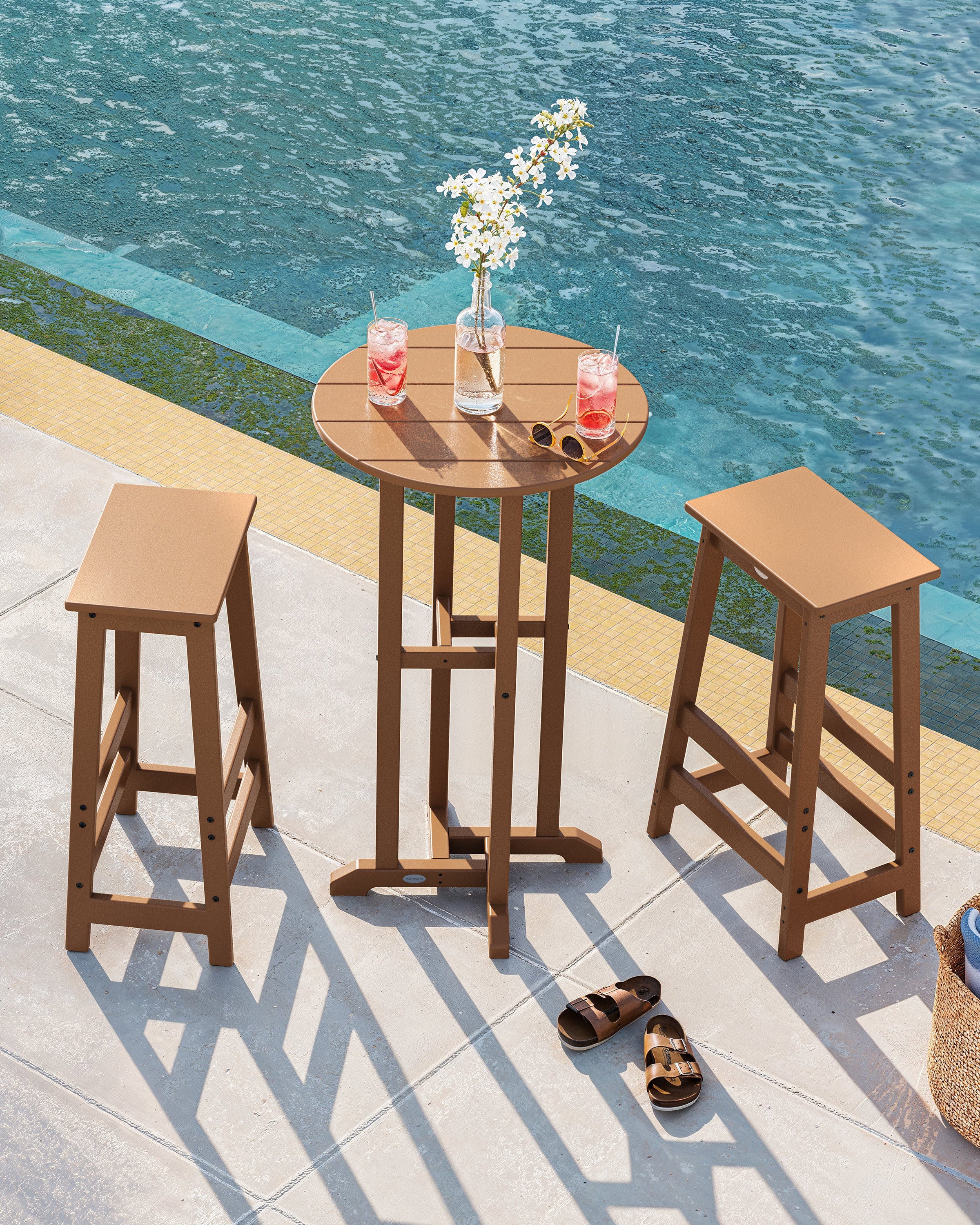 POLYWOOD® Modern Studio Bar Stool 3-Piece Bistro Set