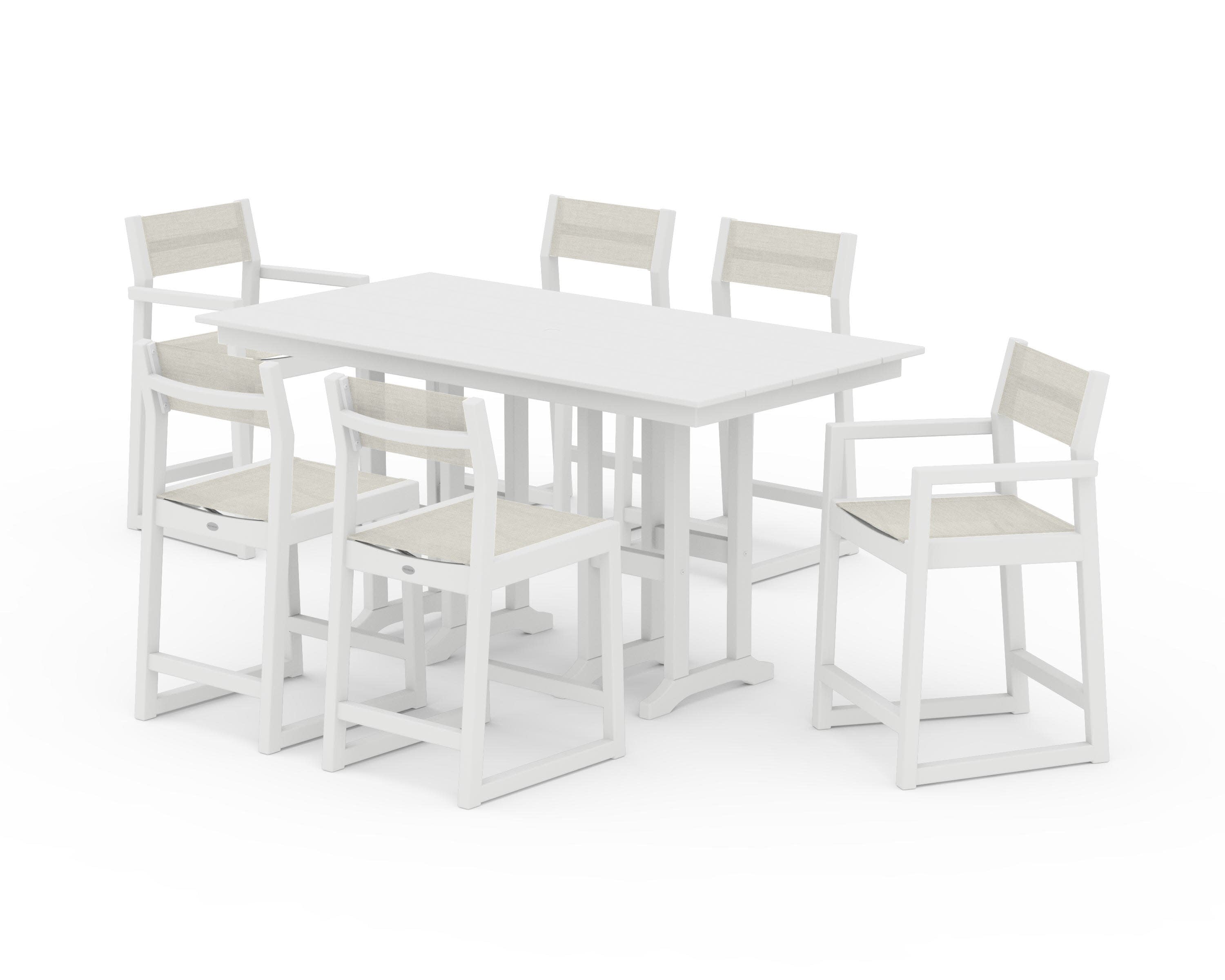 POLYWOOD® EDGE Sling 7-Piece Farmhouse Counter Set