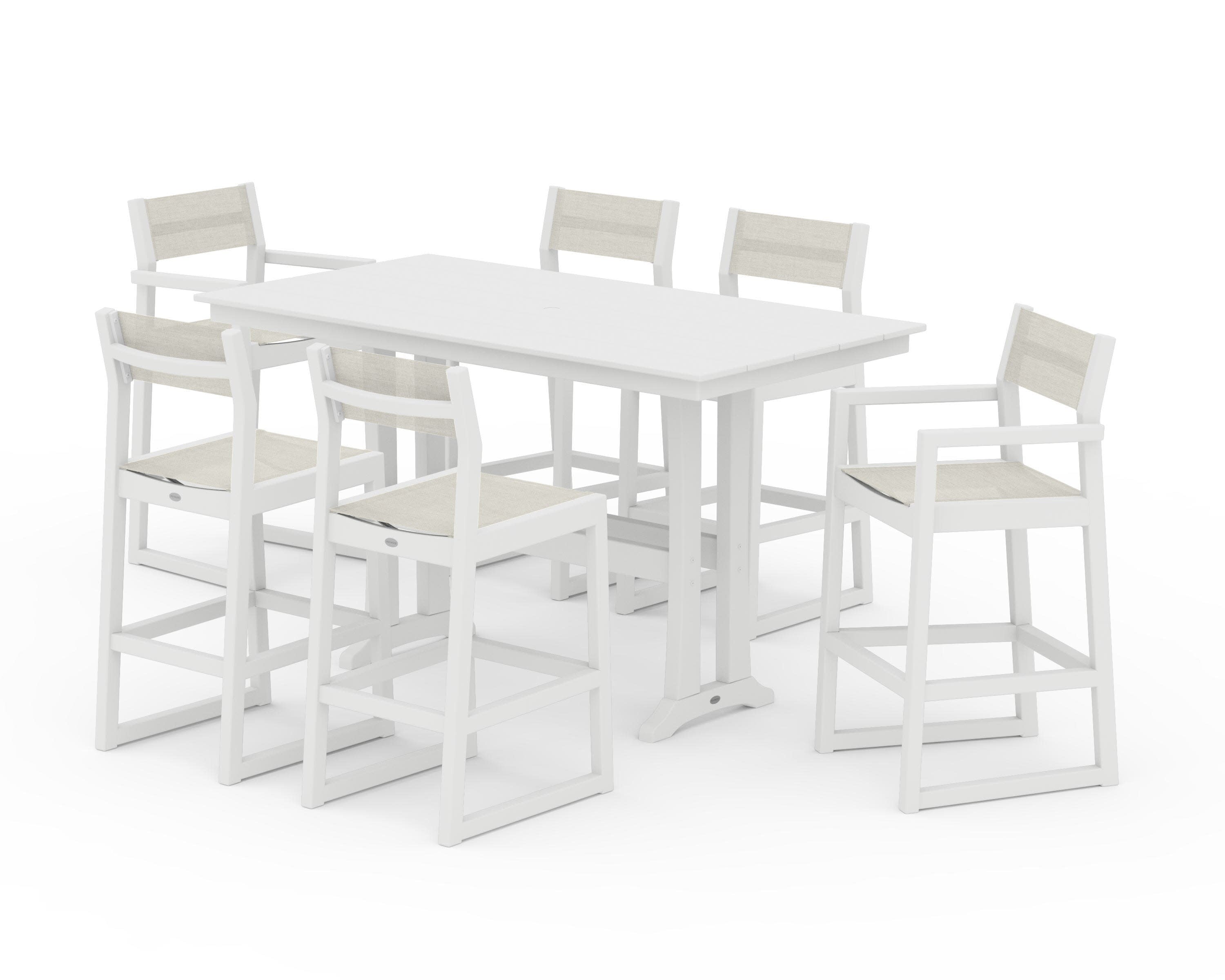 EDGE Sling 7-Piece Farmhouse Bar Set with Trestle Legs