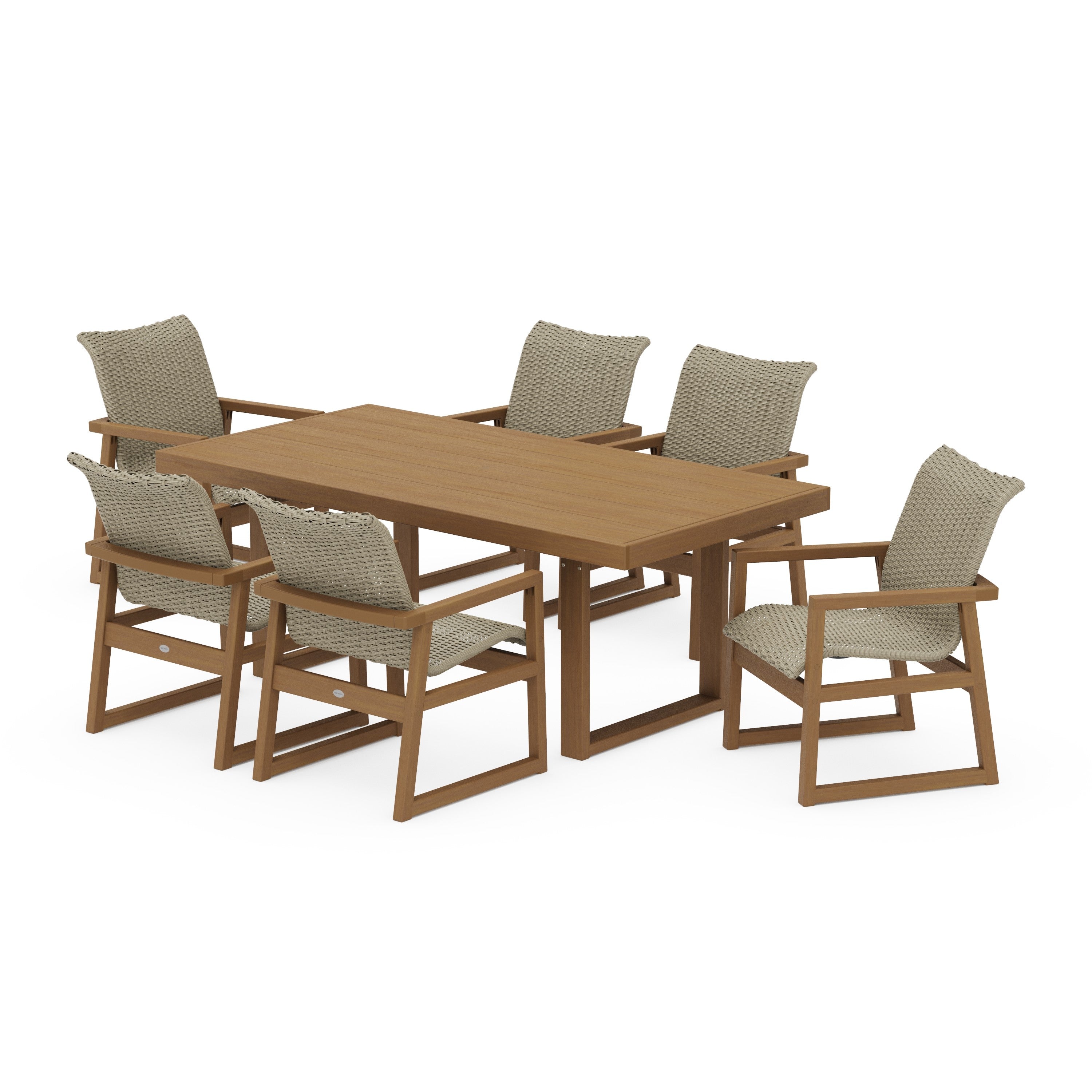 POLYWOOD® EDGE Woven Arm Chair 7-Piece Dining Set