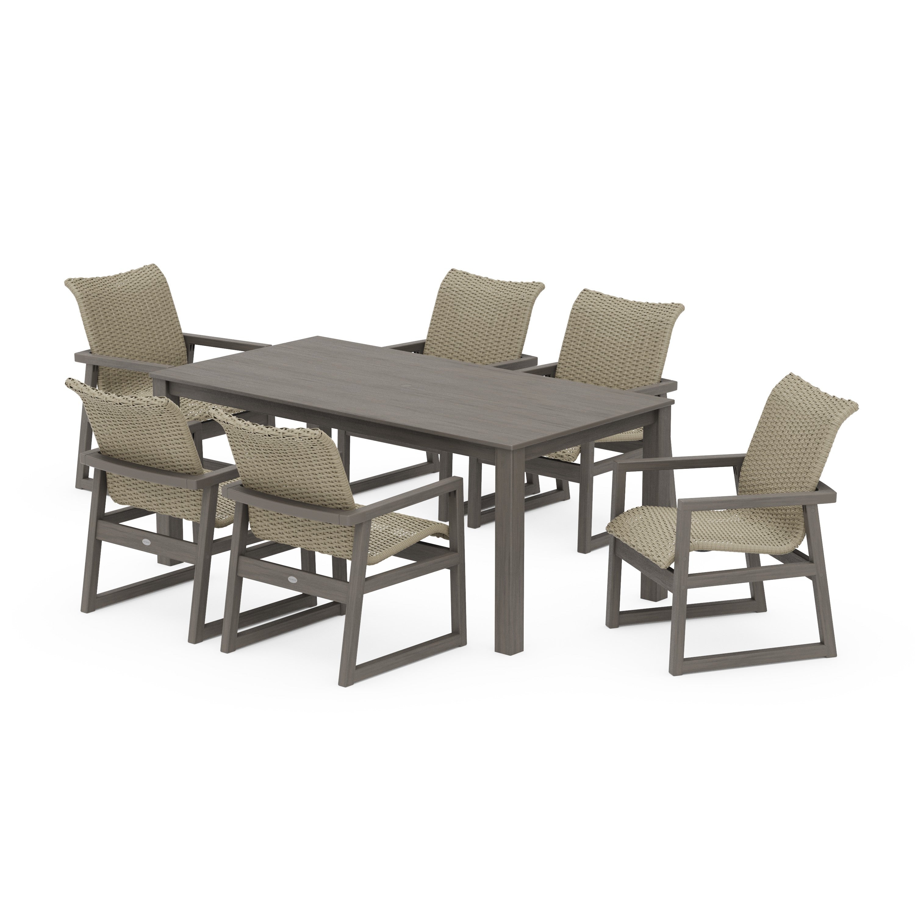 EDGE Woven Arm Chair 7-Piece Parsons Dining Set