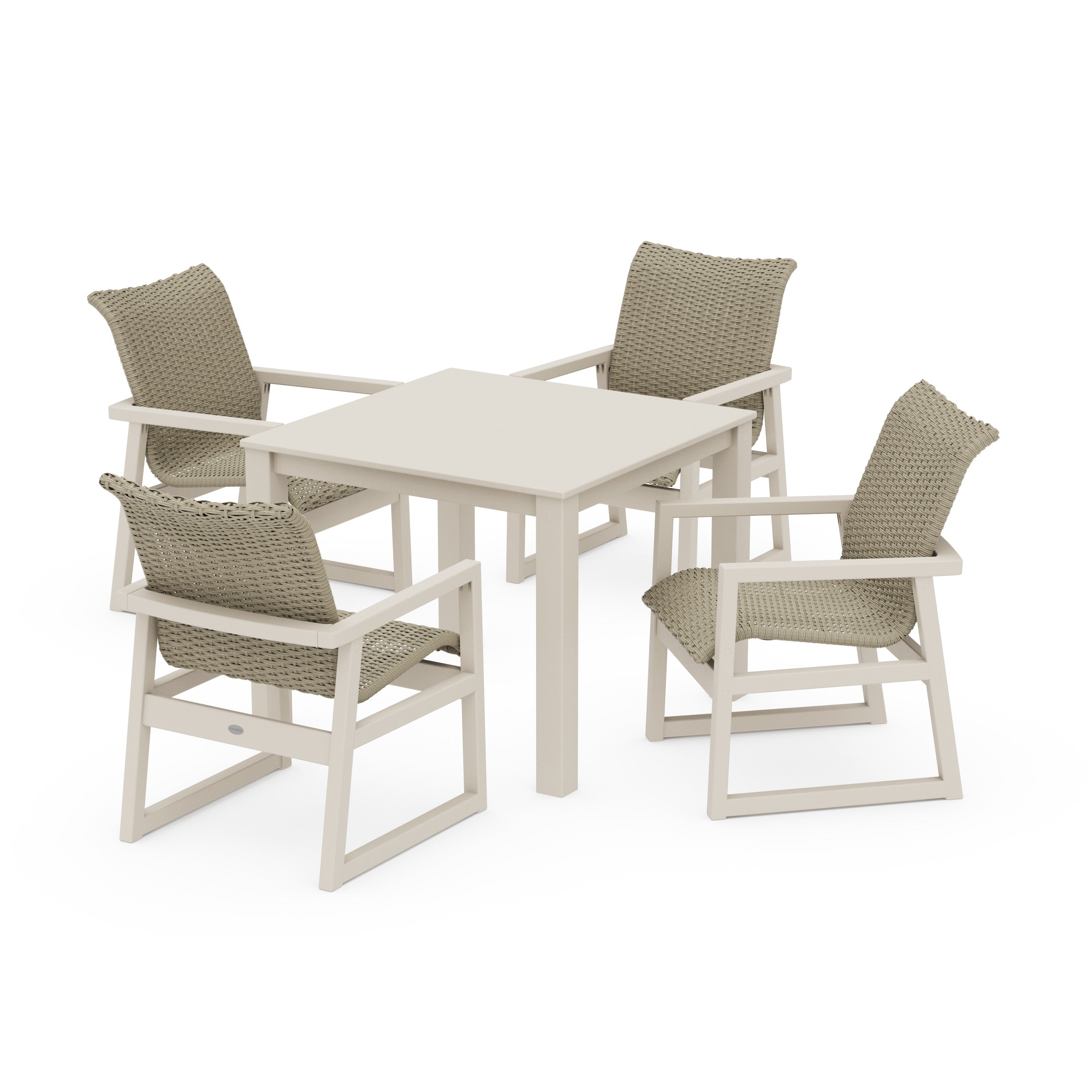 POLYWOOD® EDGE Woven 5-Piece Parsons Dining Set