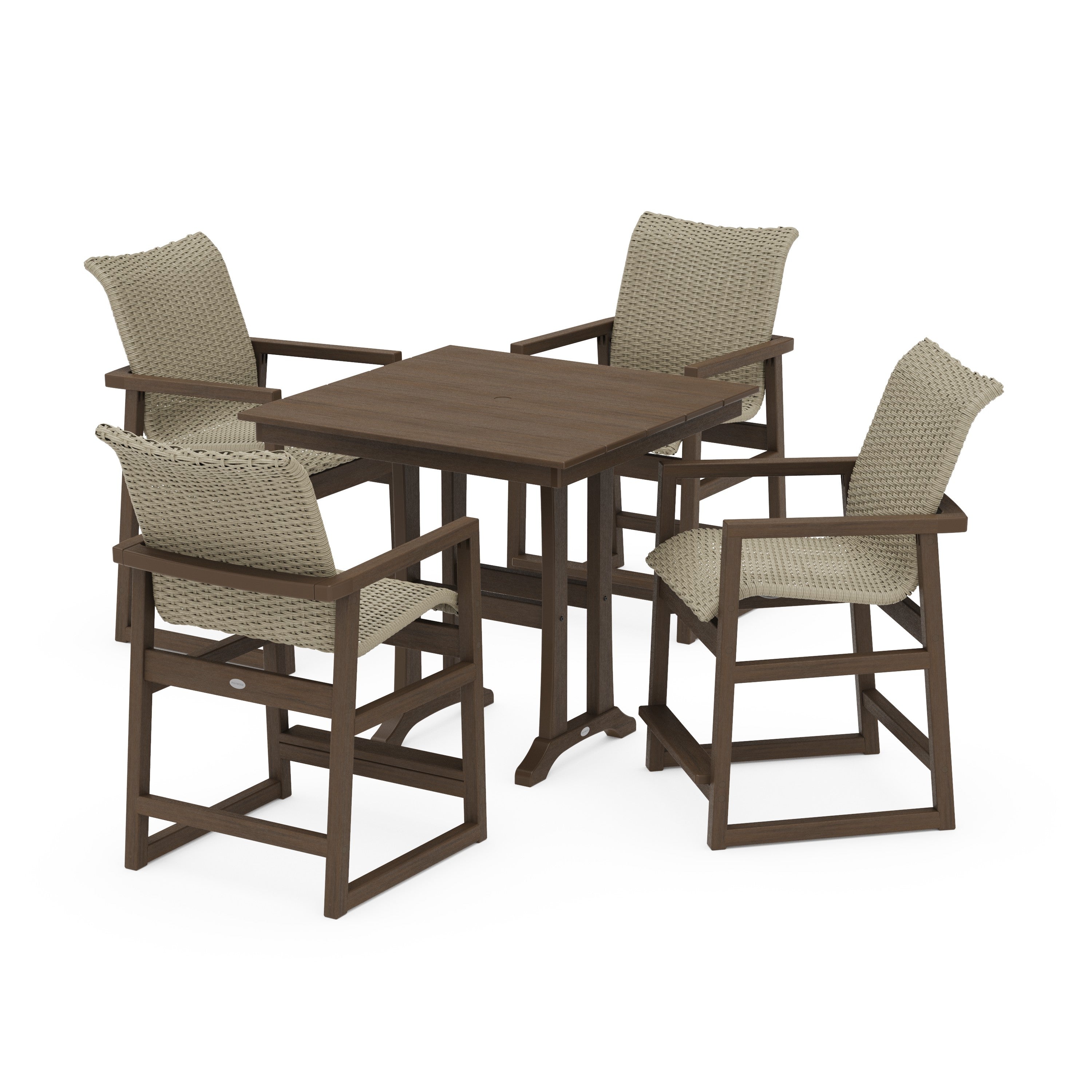 EDGE Woven 5-Piece Farmhouse Counter Set with Trestle Legs