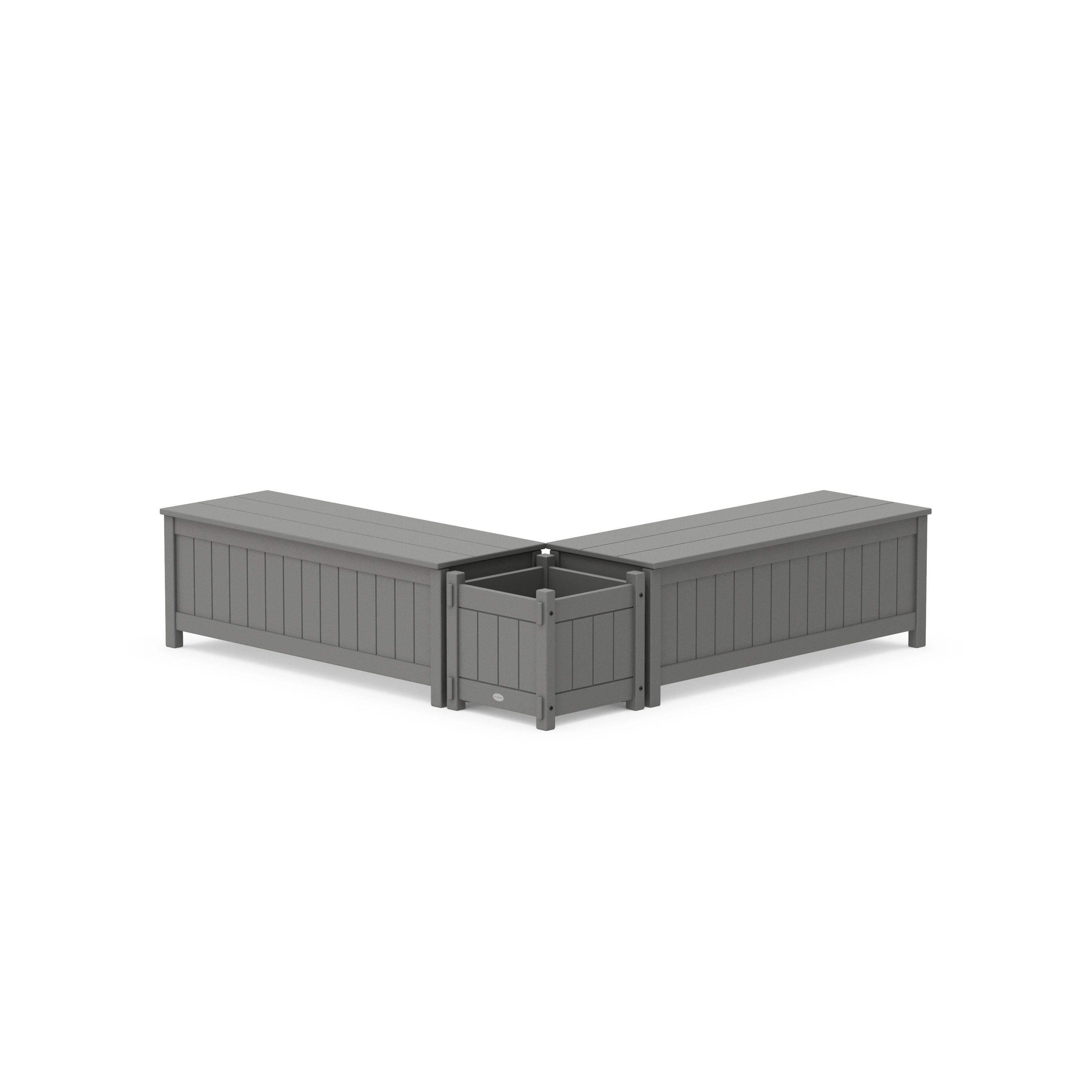 POLYWOOD® 48" Vineyard L- Shaped Planter Storage Bench Set