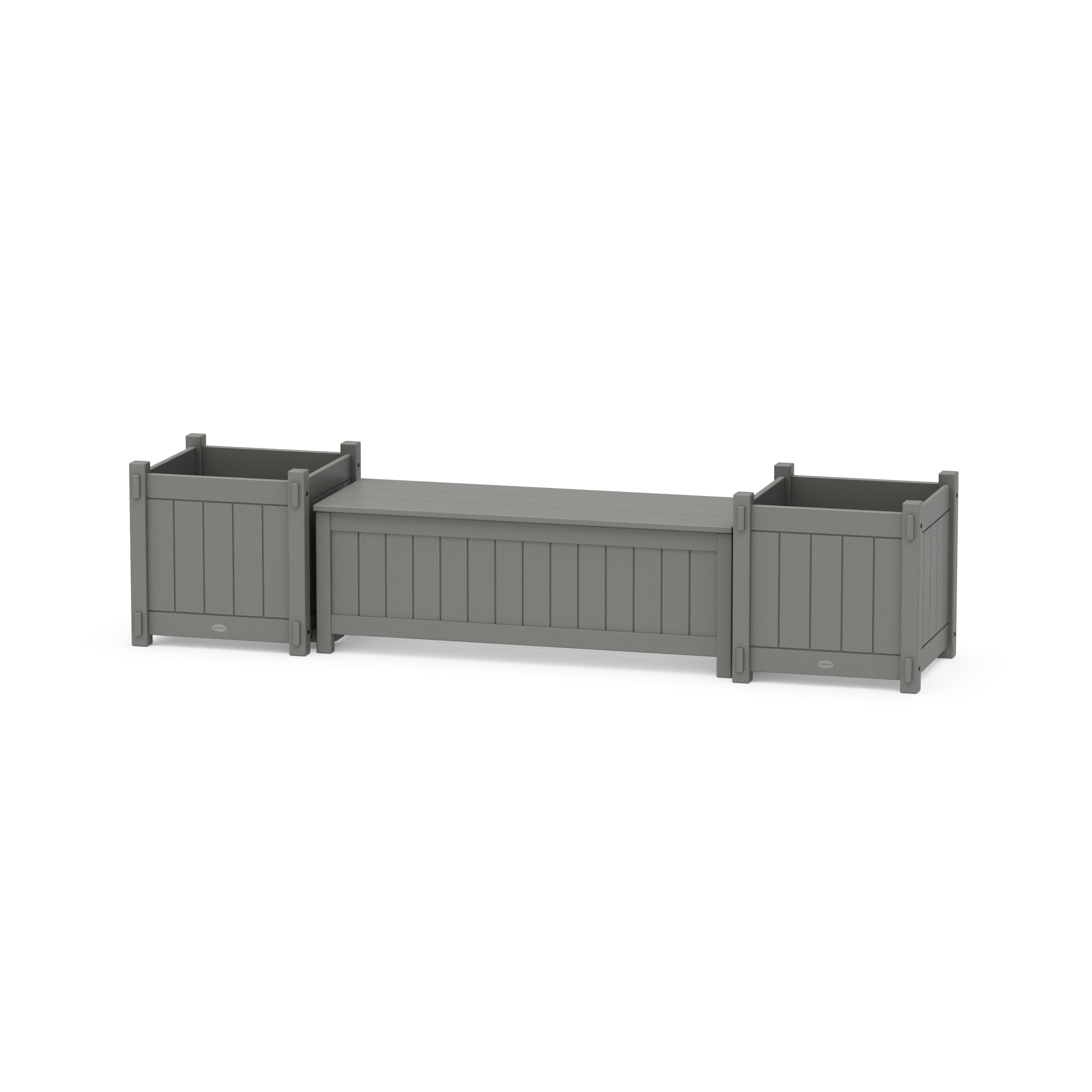 POLYWOOD® 48" Vineyard Straight Planter Storage Bench Set- Large