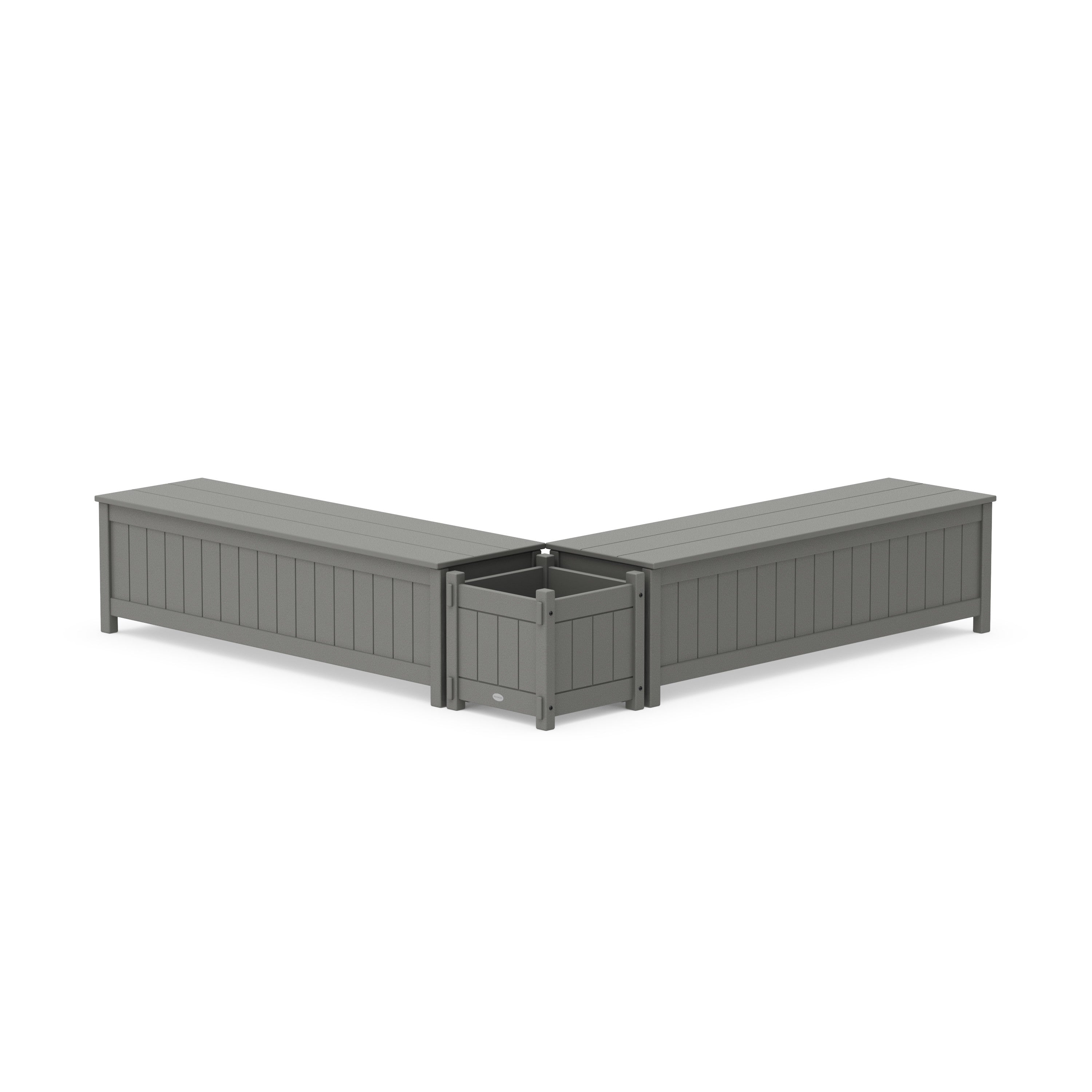 POLYWOOD® 60" Vineyard L- Shaped Planter Storage Bench Set