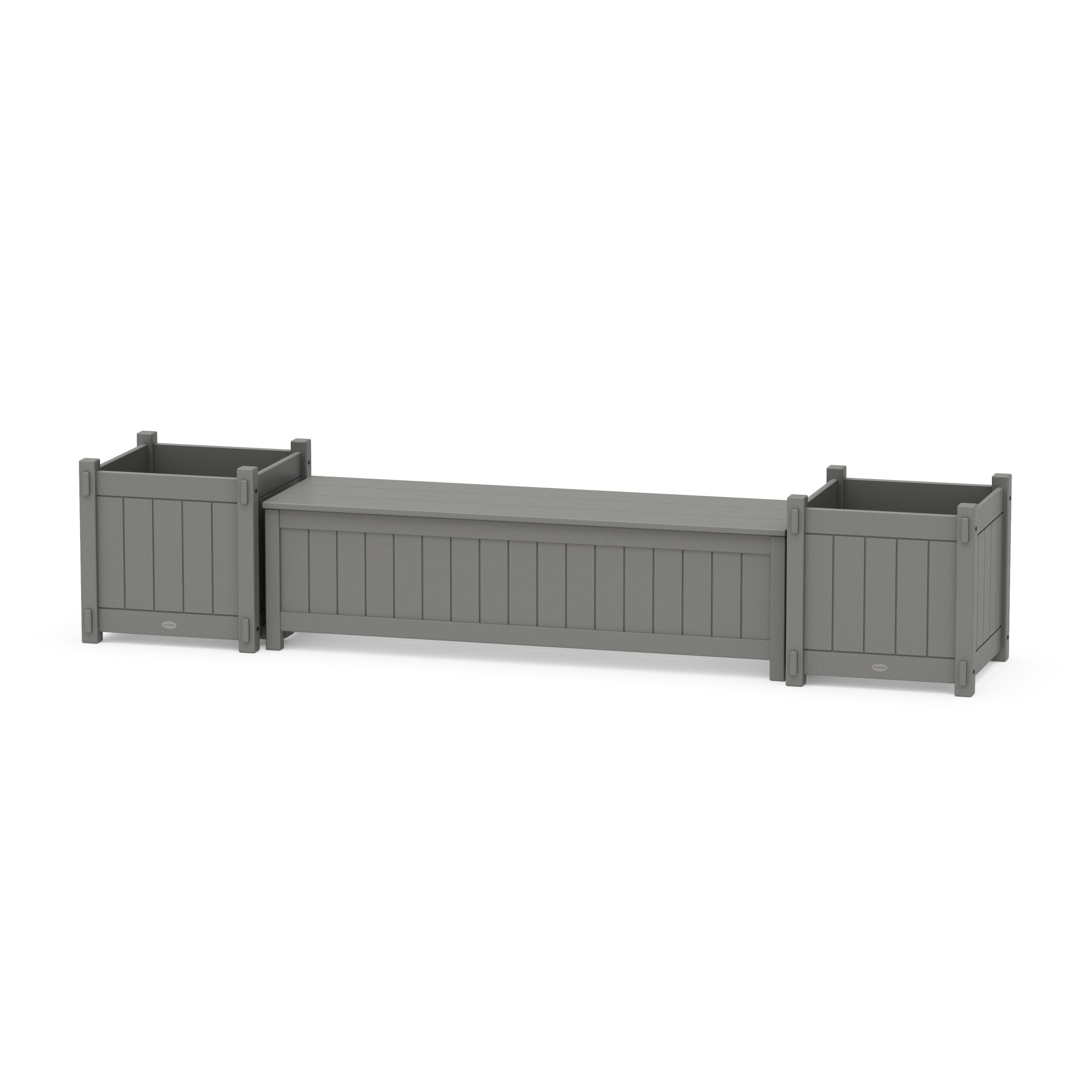 POLYWOOD® 60" Vineyard Straight Planter Storage Bench Set- Large