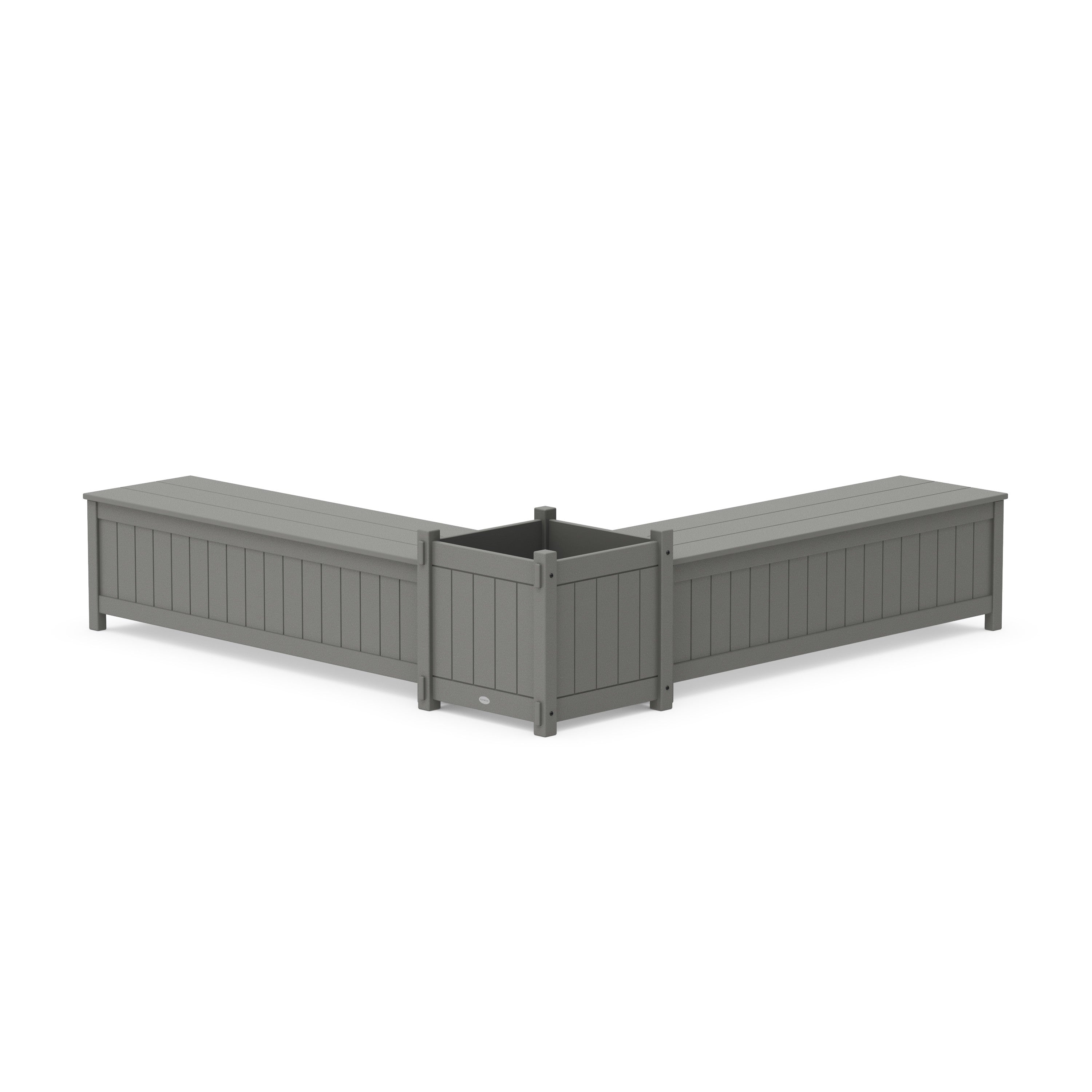 60" Vineyard L- Shaped Planter Storage Bench Set- Large
