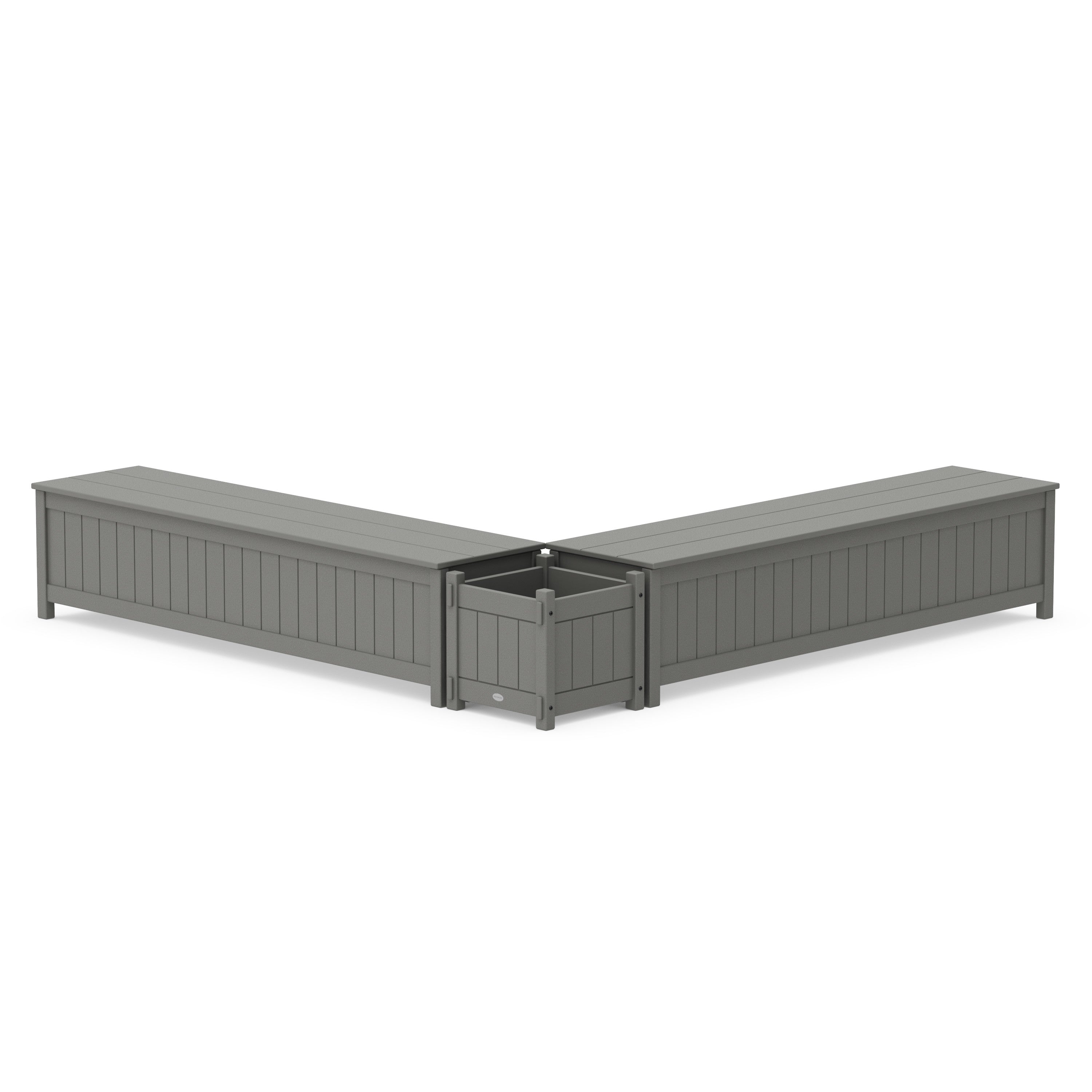 72" Vineyard L- Shaped Planter Storage Bench Set