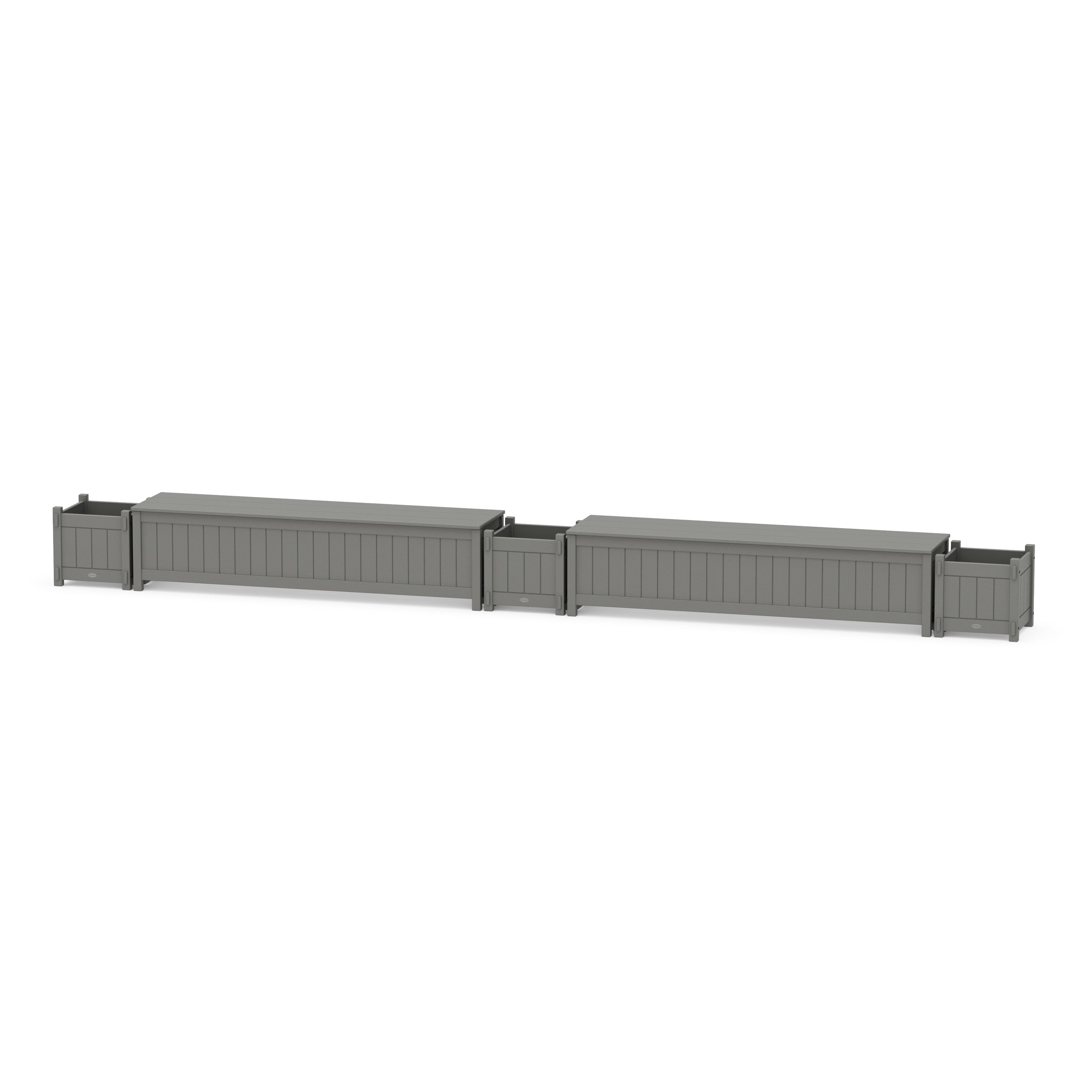 POLYWOOD® 72" Vineyard L- Shaped Planter Storage Bench Corner Set