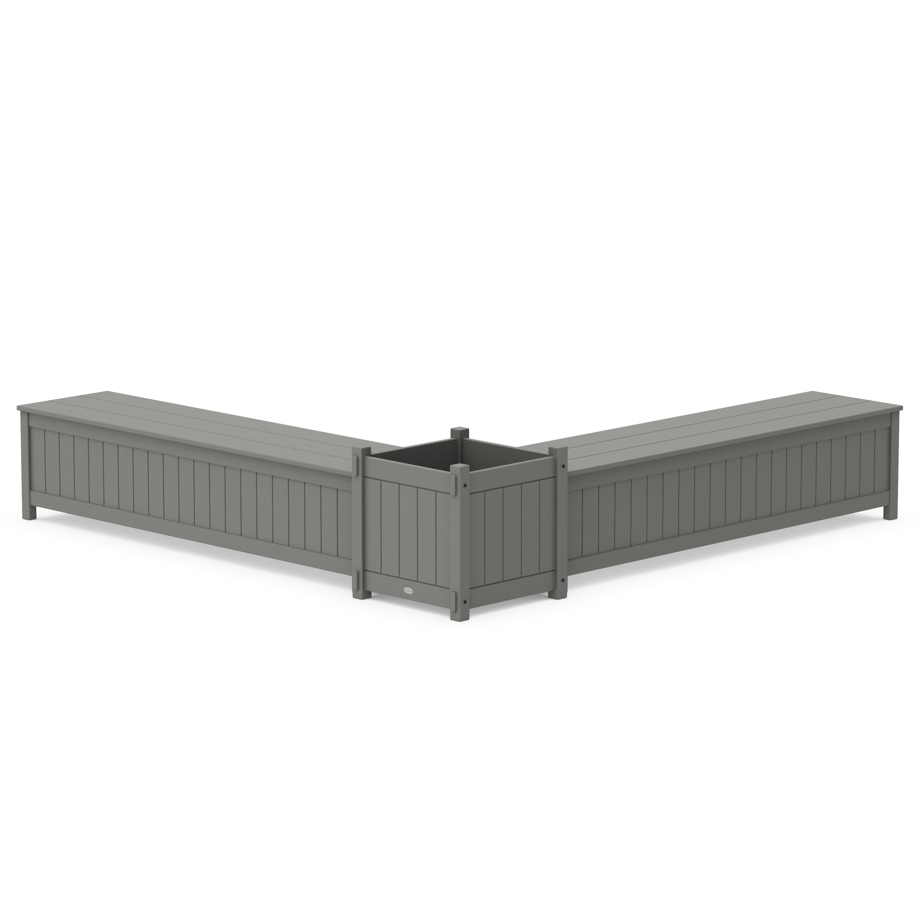 POLYWOOD® 72" Vineyard L- Shaped Planter Storage Bench Set- Large