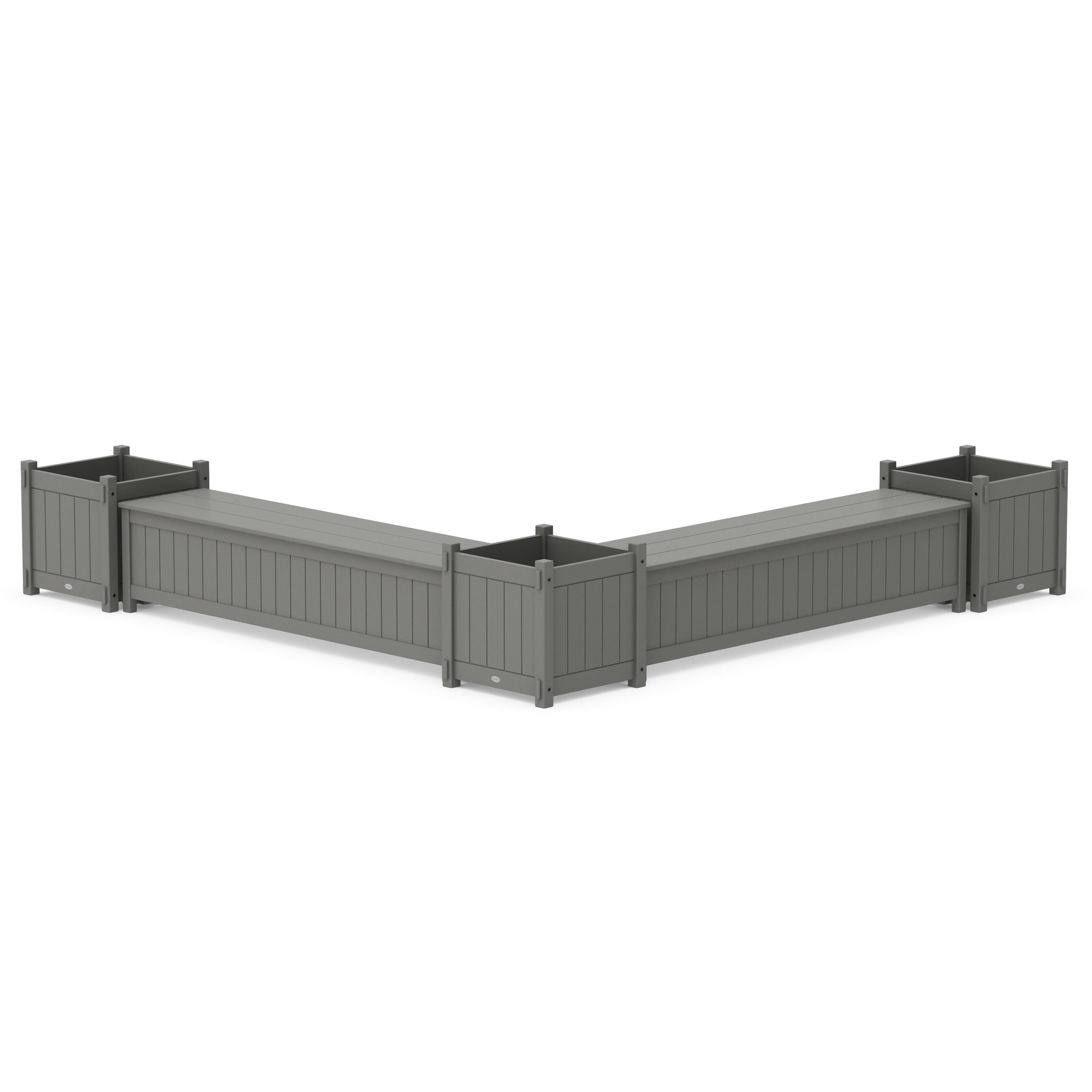 POLYWOOD® 72" Vineyard L- Shaped Planter Storage Bench Corner Set- Large