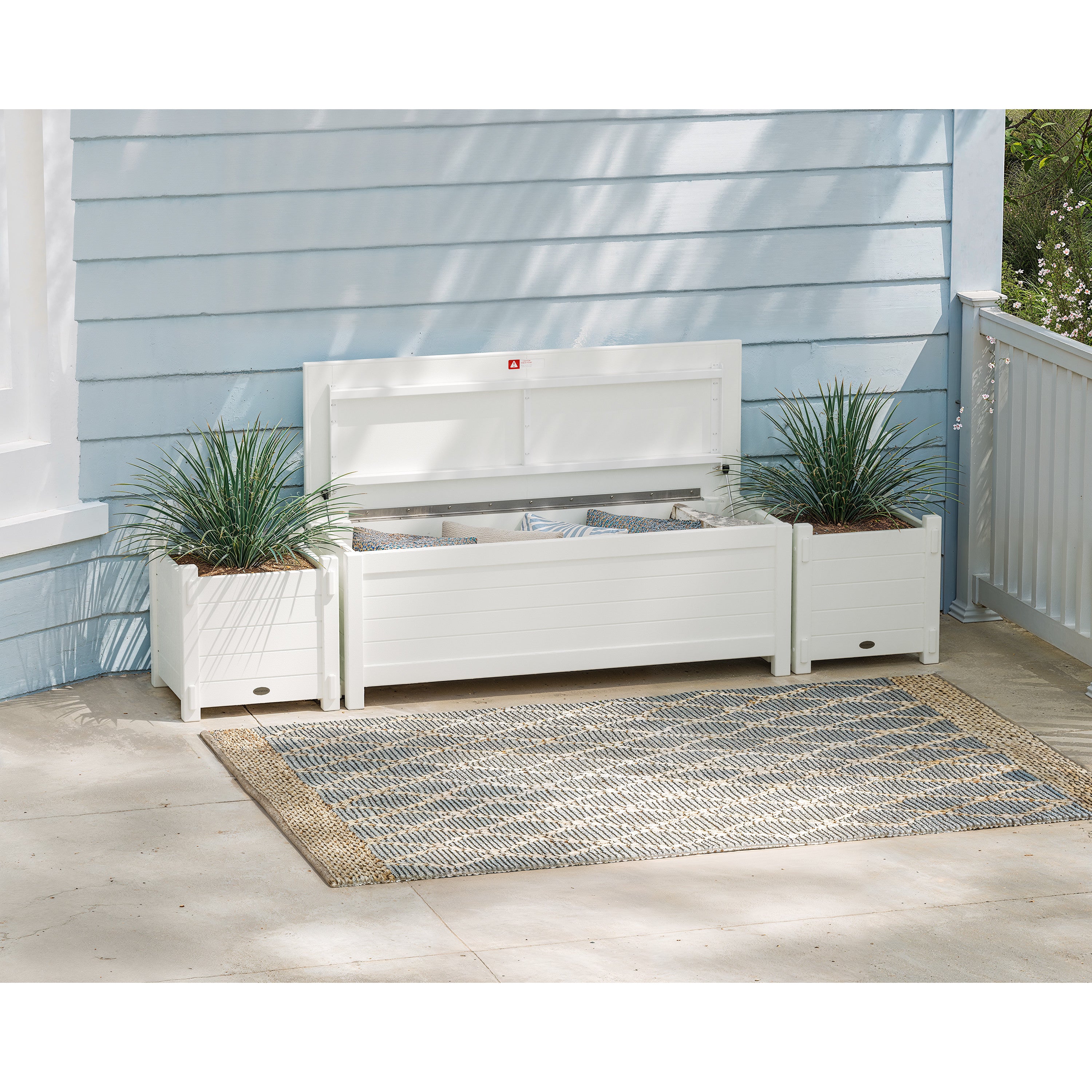 POLYWOOD® 48" Nautical Straight Planter Storage Bench Set