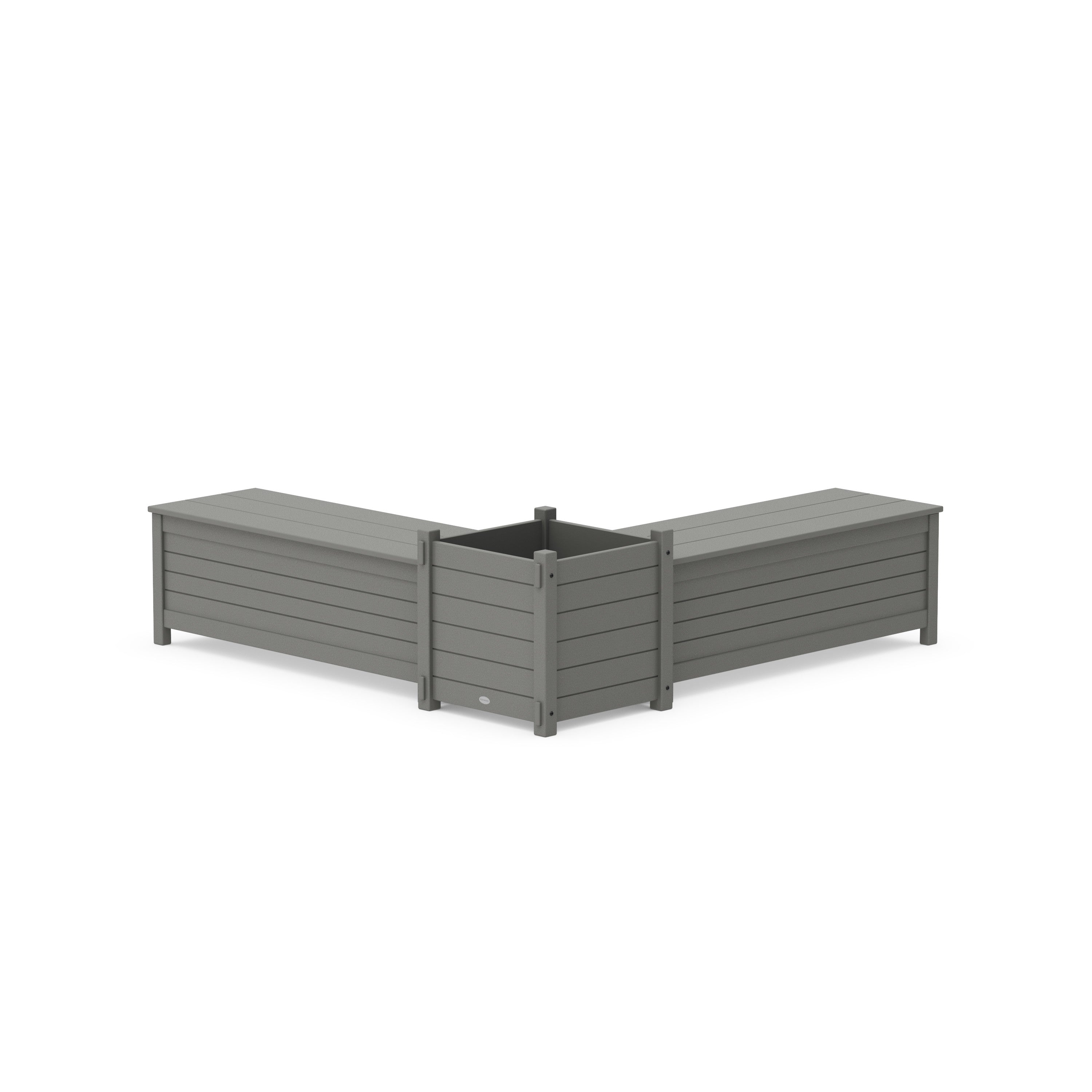 POLYWOOD® 48" Nautical L- Shaped Planter Storage Bench Set- Large