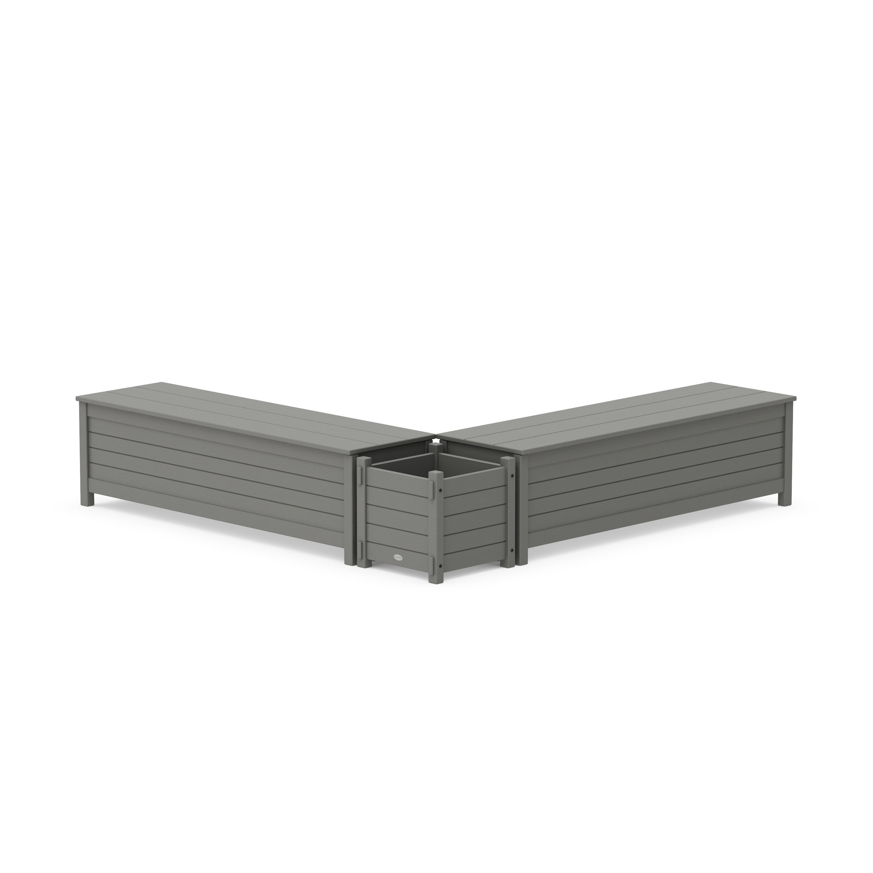 POLYWOOD® 60" Nautical L- Shaped Planter Storage Bench Set