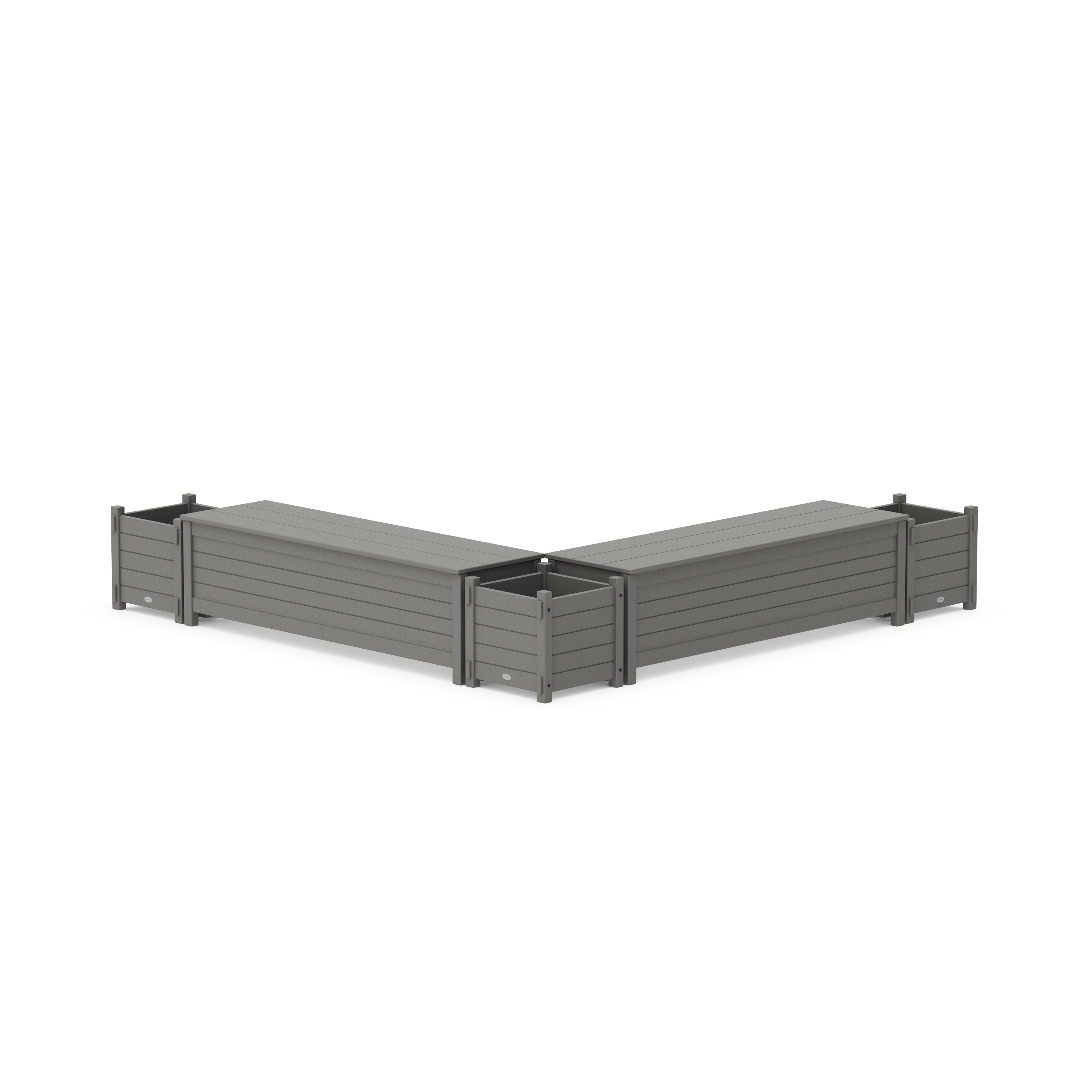 POLYWOOD® 60" Nautical L- Shaped Planter Storage Bench Corner Set