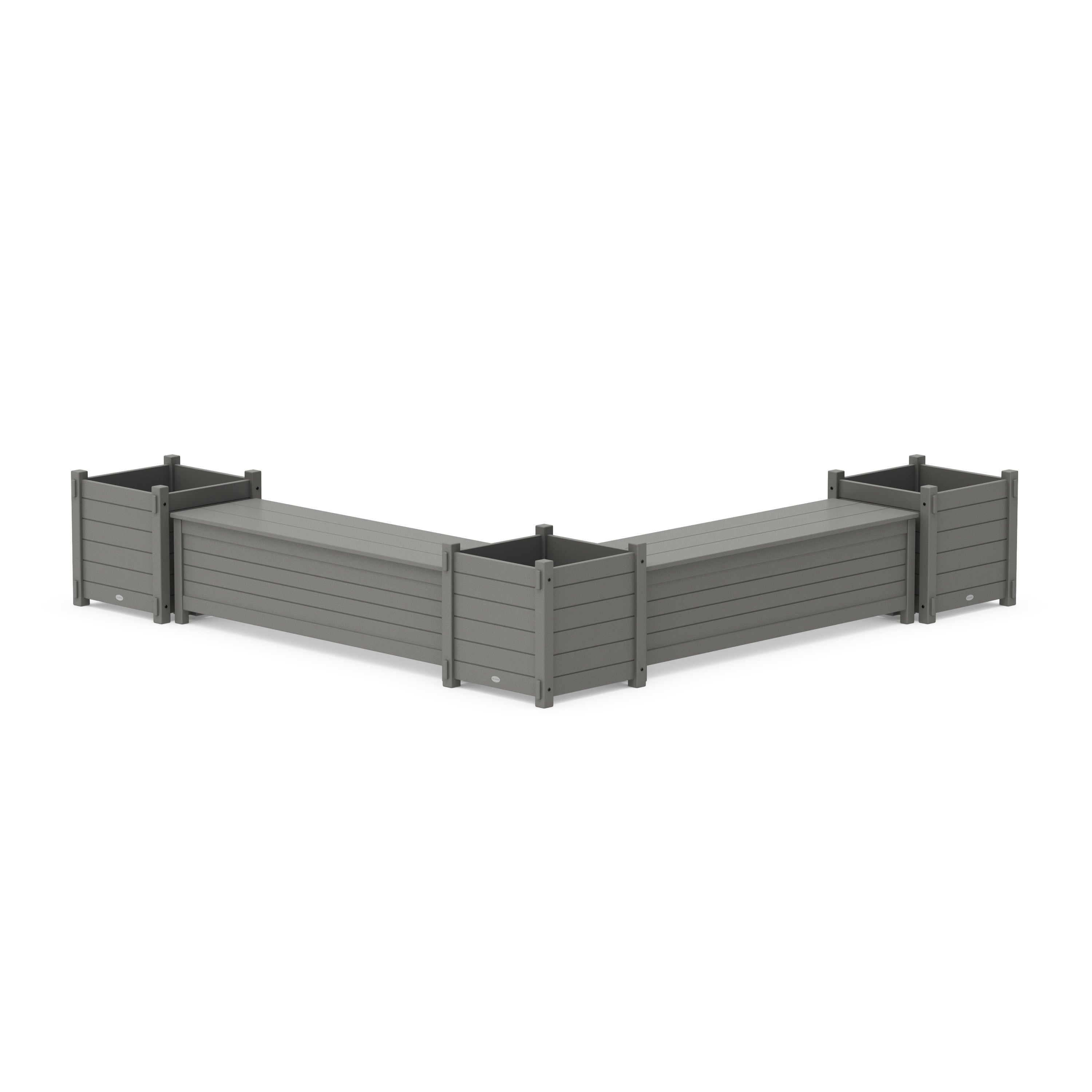 60" Nautical L- Shaped Planter Storage Bench Corner Set- Large