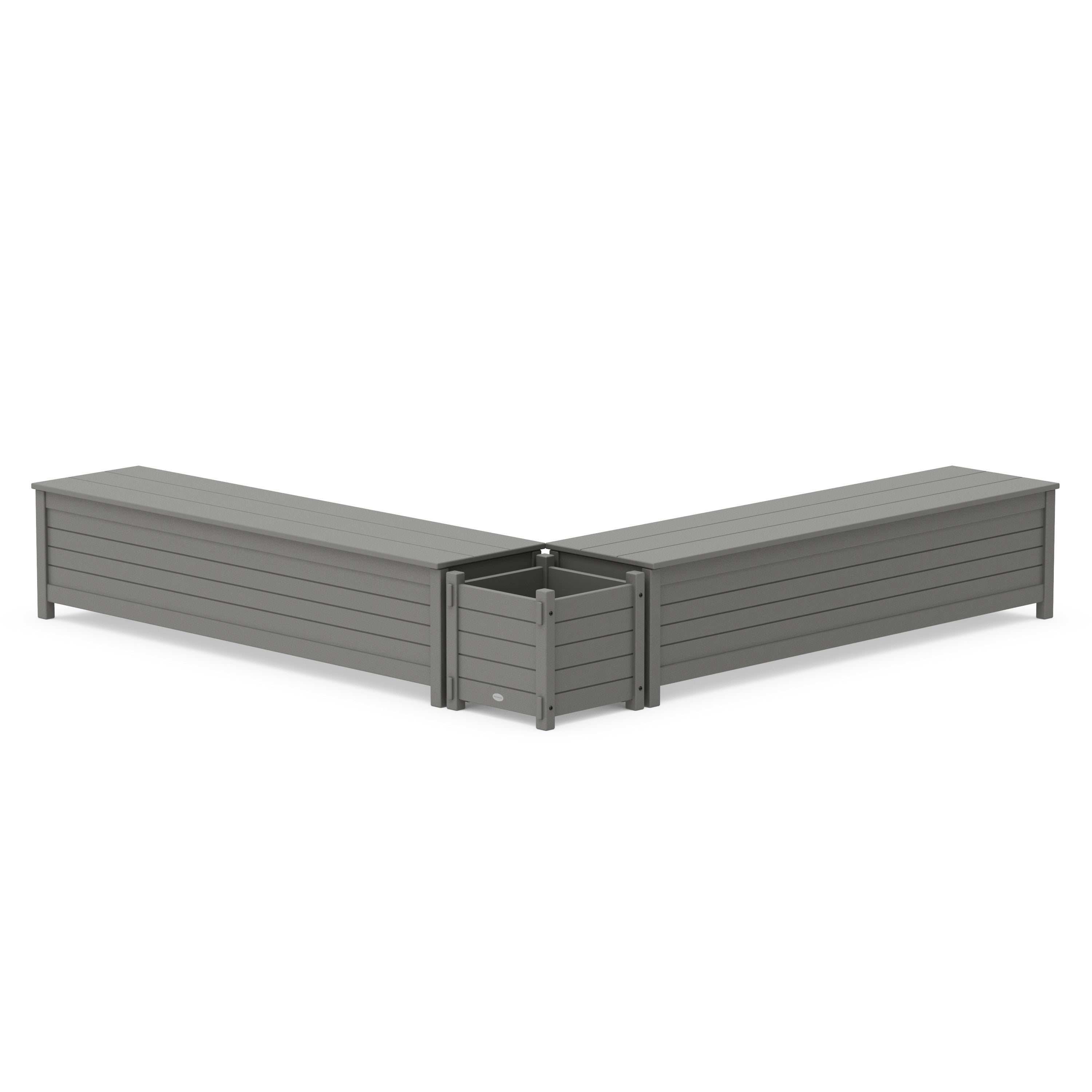 POLYWOOD® 72" Nautical L- Shaped Planter Storage Bench Set