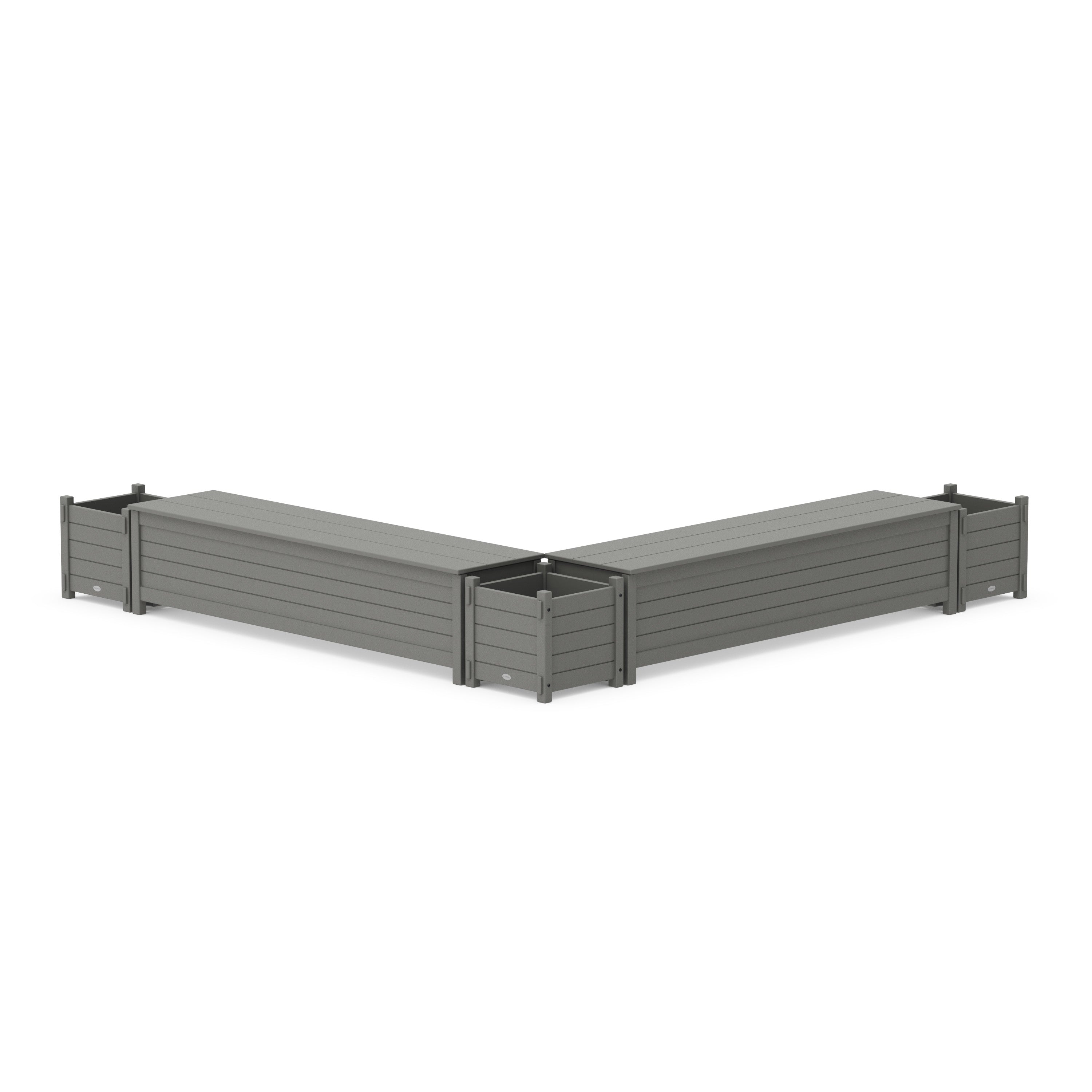 POLYWOOD® 72" Nautical L- Shaped Planter Storage Bench Corner Set