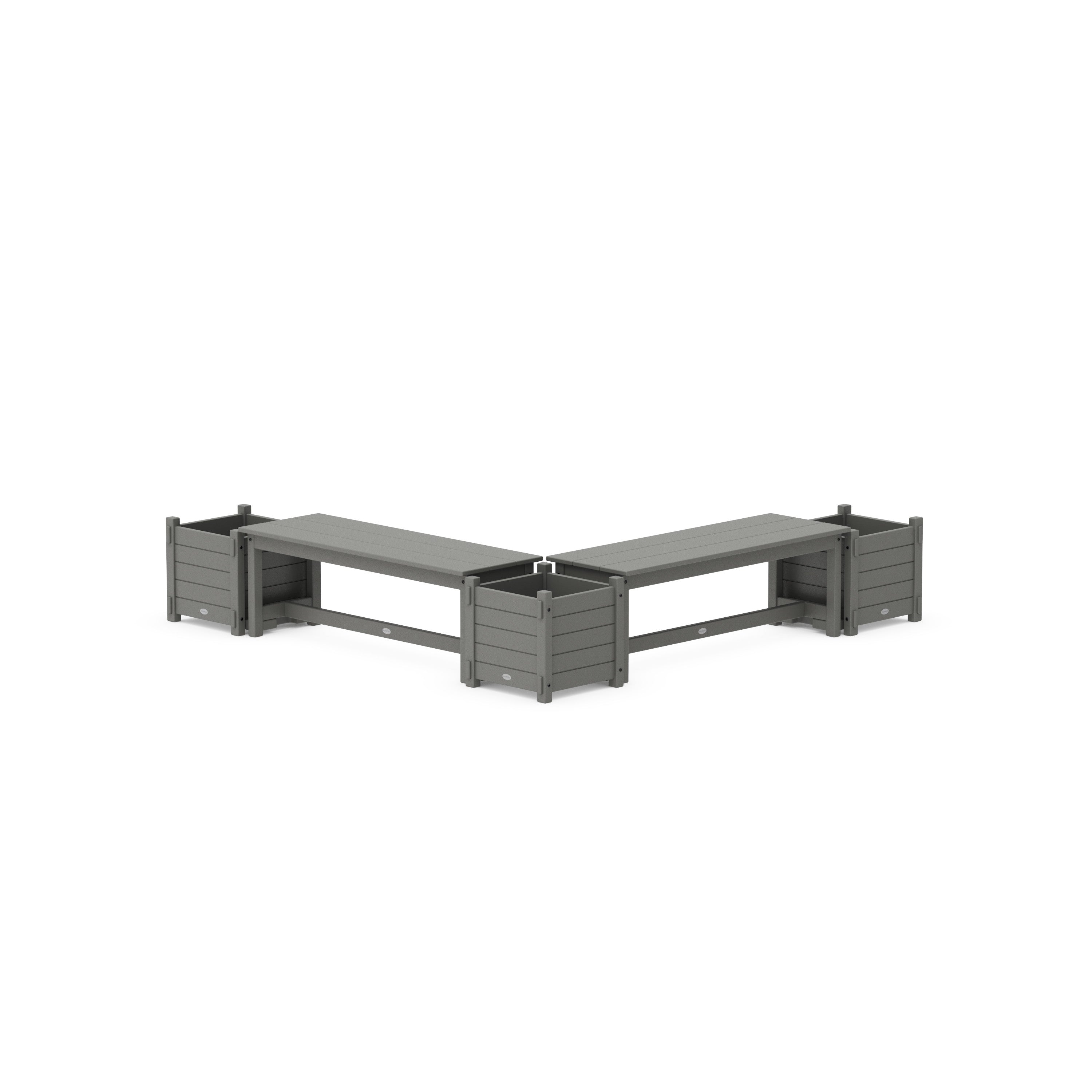 POLYWOOD® 48" Nautical L- Shaped Planter Bench Corner Set