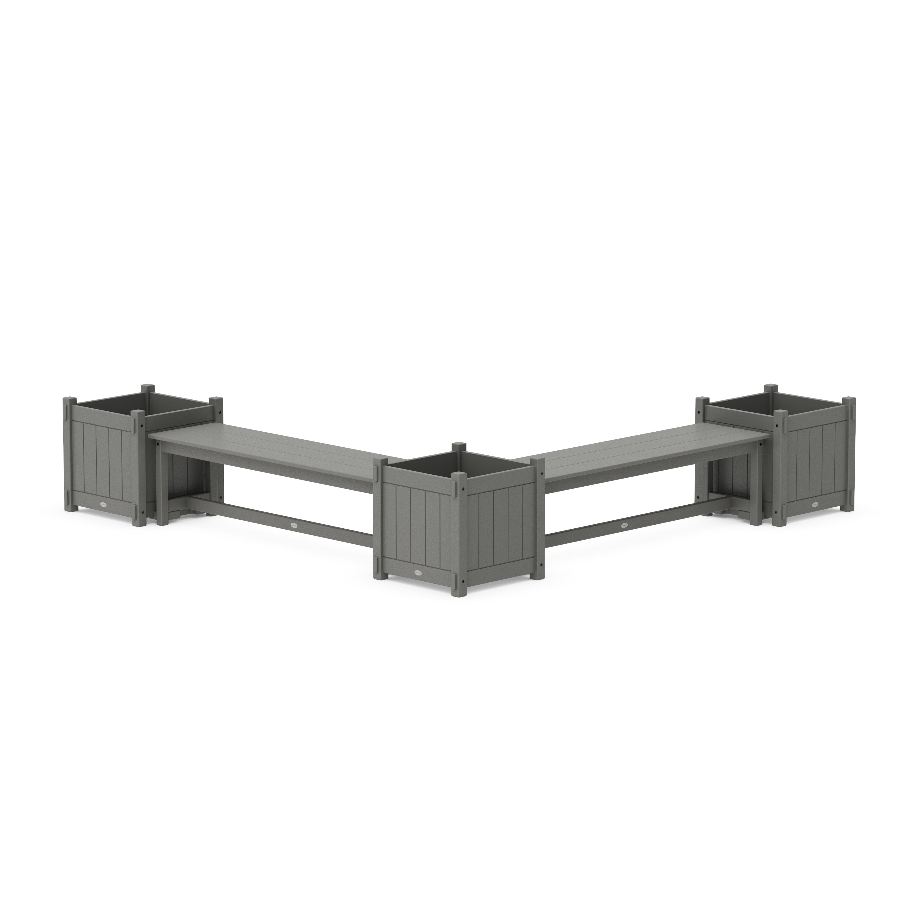POLYWOOD® 60" Vineyard L- Shaped Planter Bench Corner Set - Large