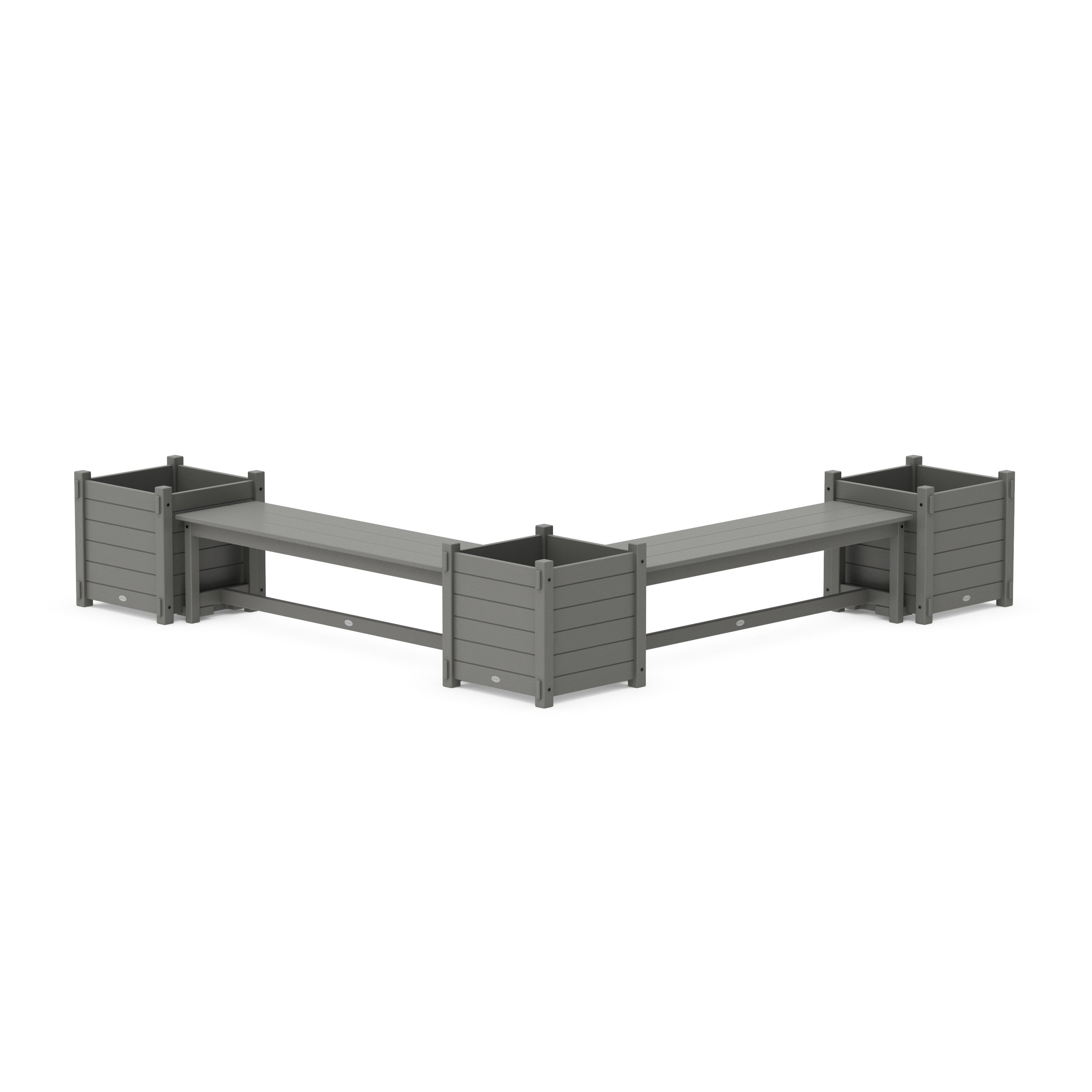 POLYWOOD® 60" Nautical L- Shaped Planter Bench Corner Set - Large