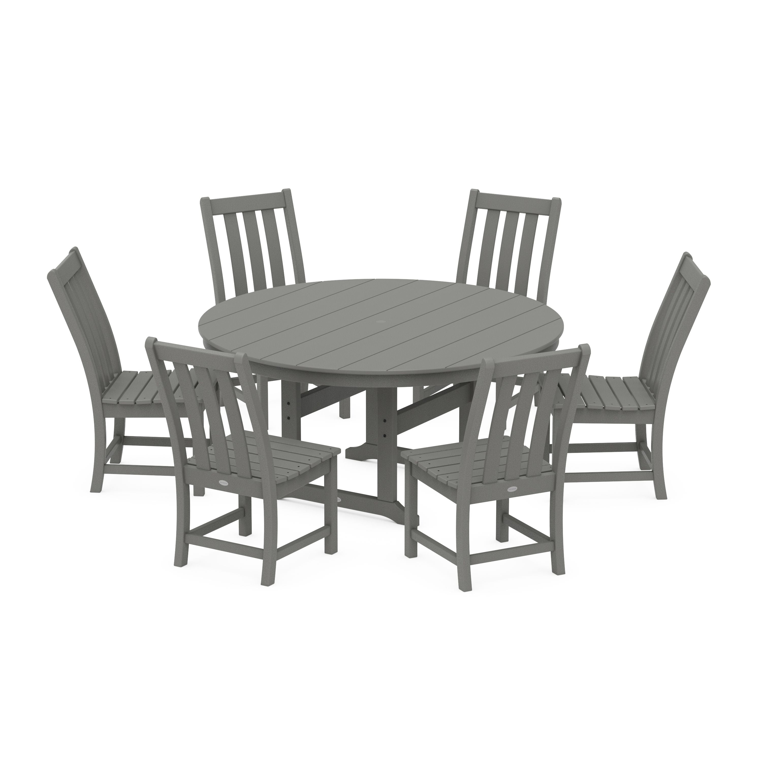 POLYWOOD® Vineyard 7-Piece Side Chair Round Farmhouse Dining Set