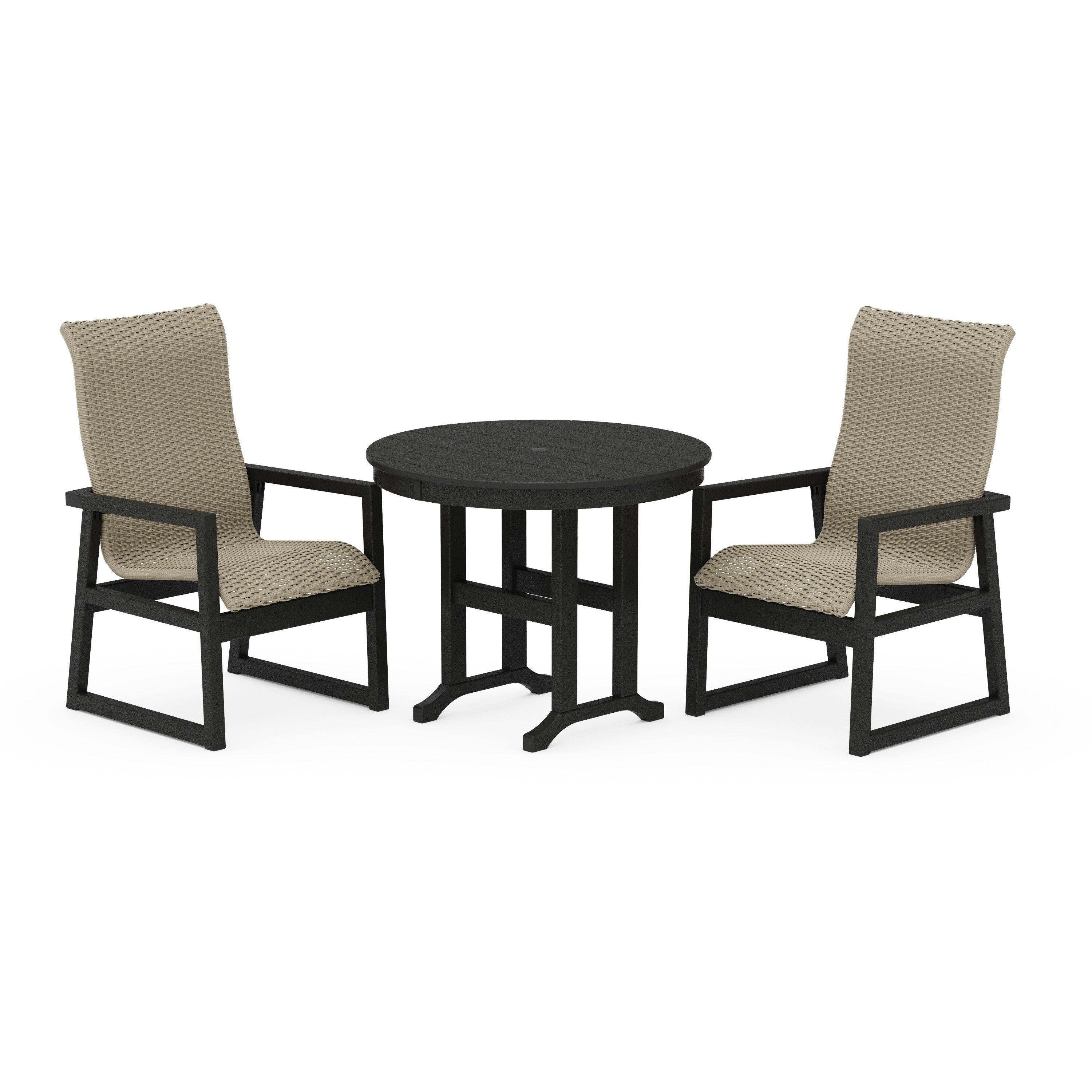 EDGE Woven Highback 3-Piece Farmhouse Dining Set