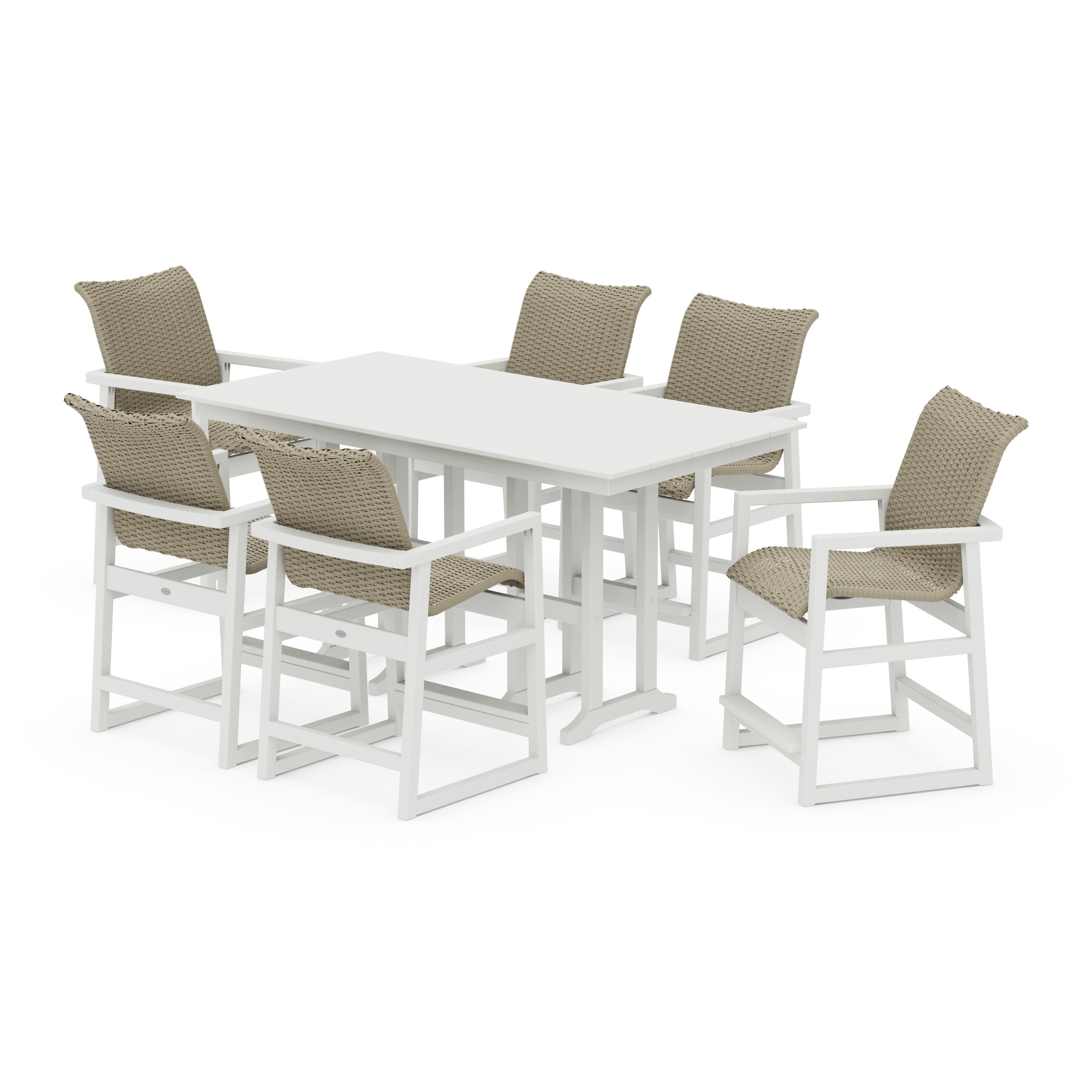 EDGE Woven Arm Chair 7-Piece Farmhouse Counter Set