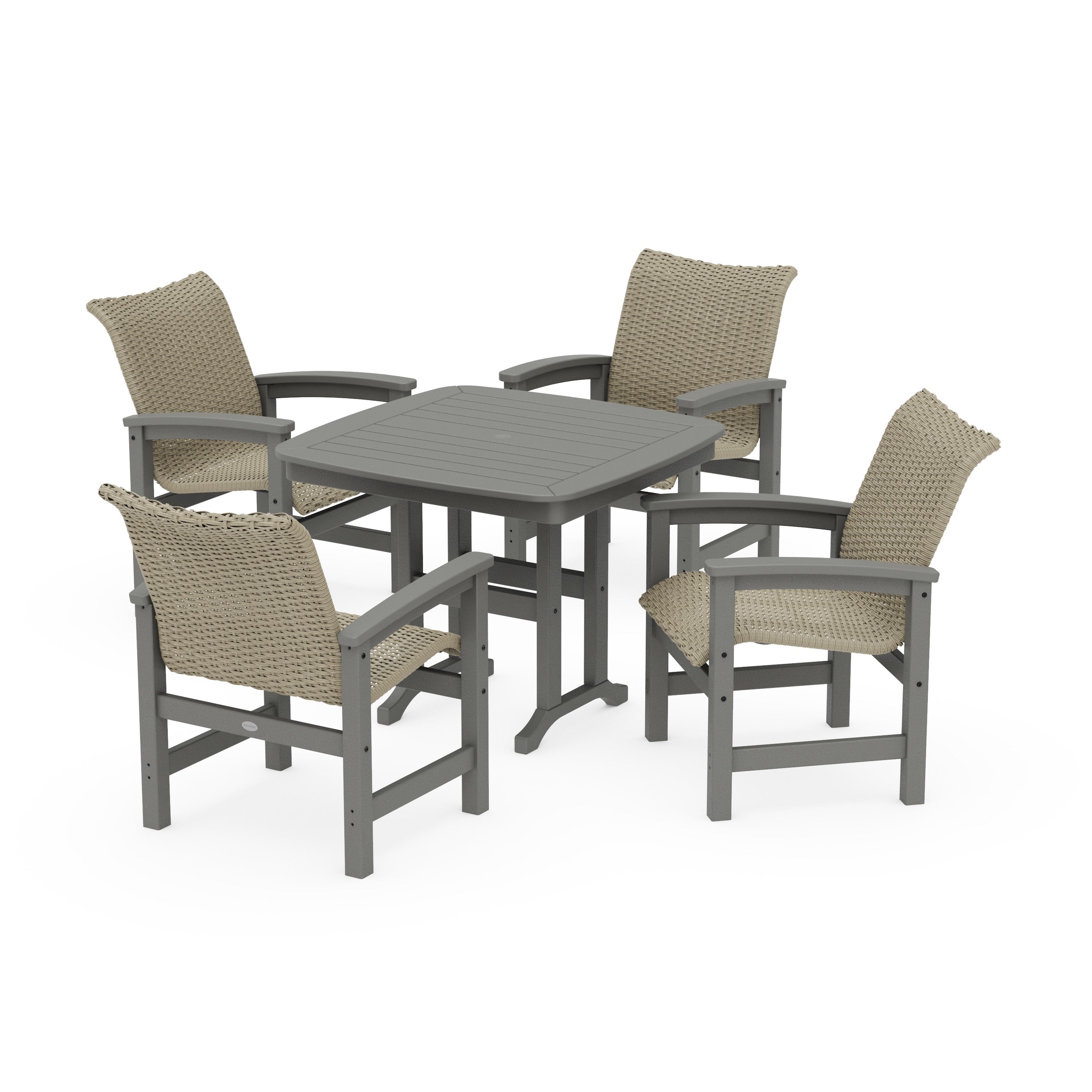 POLYWOOD® Coastal Woven 5-Piece Dining Set