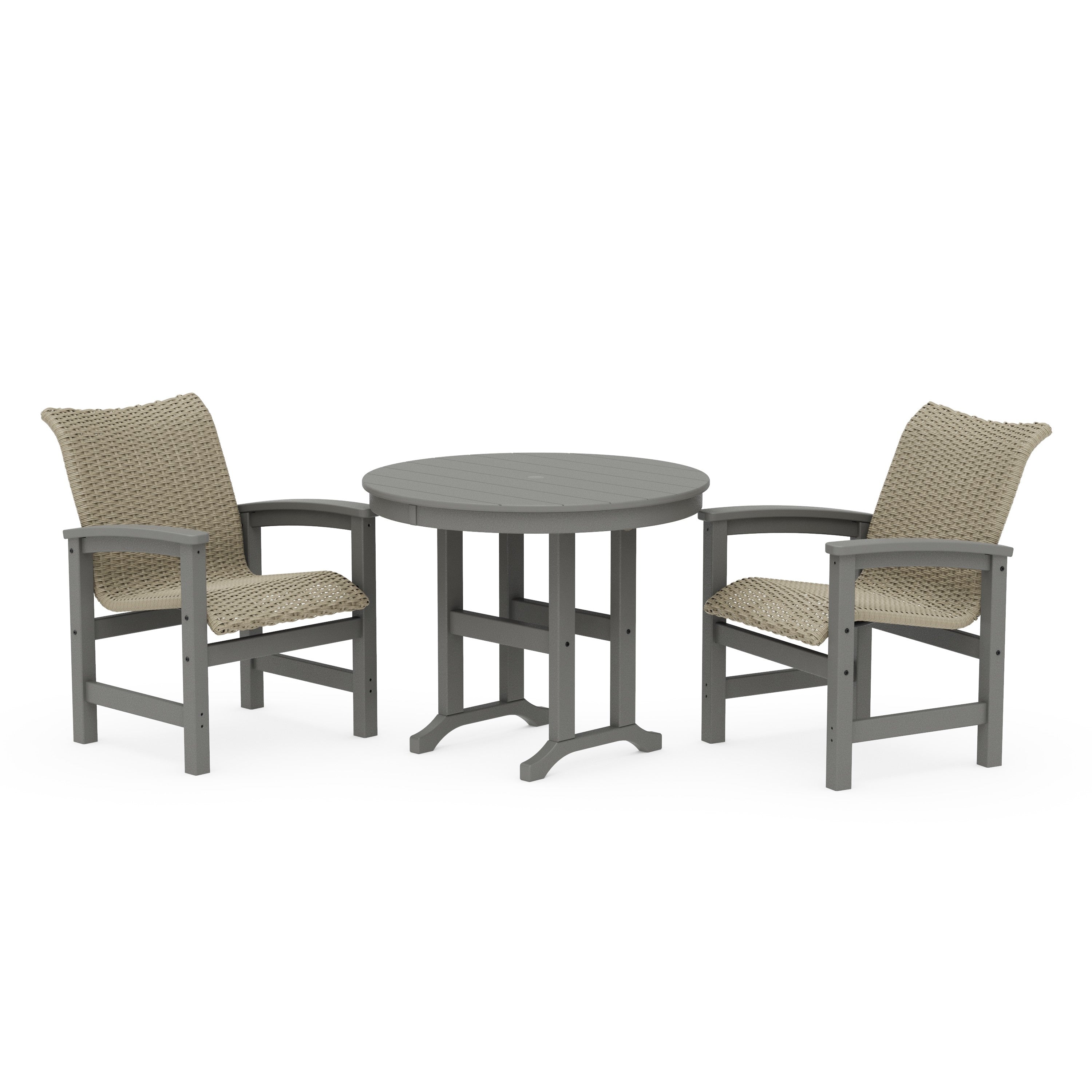 POLYWOOD® Coastal Woven 3-Piece Farmhouse Dining Set