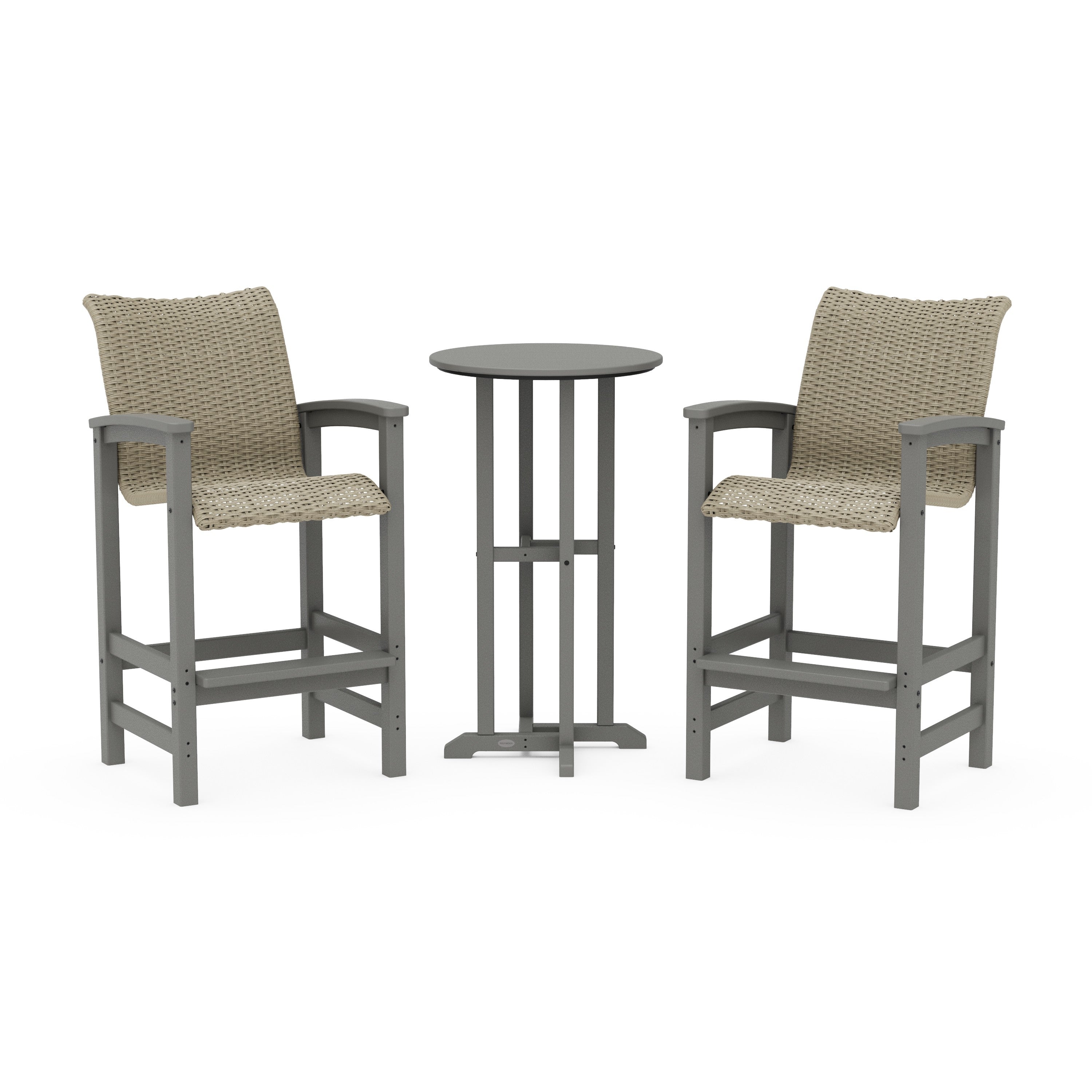 POLYWOOD® Coastal Woven 3-Piece Farmhouse Bar Set