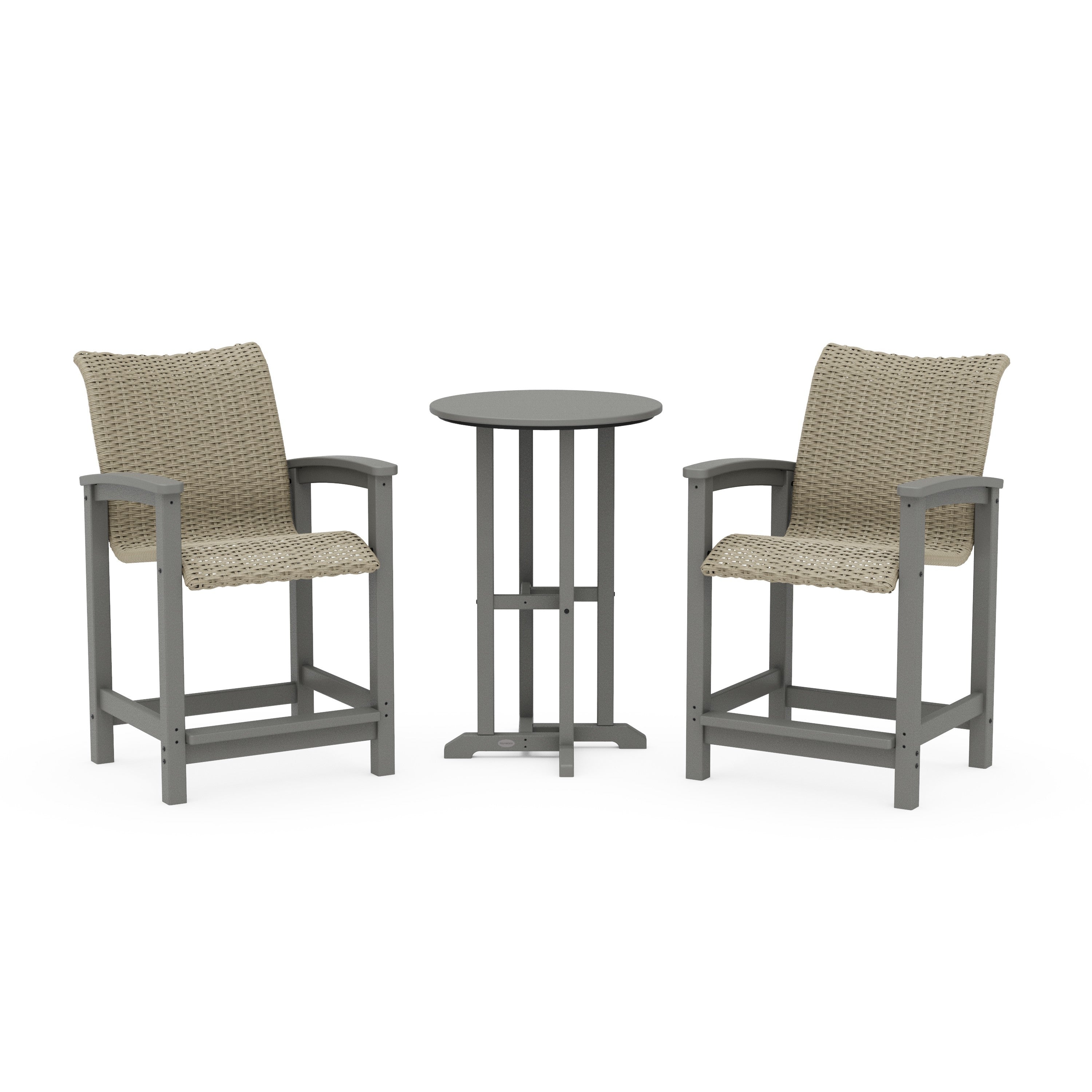 POLYWOOD® Coastal Woven 3-Piece Farmhouse Counter Set