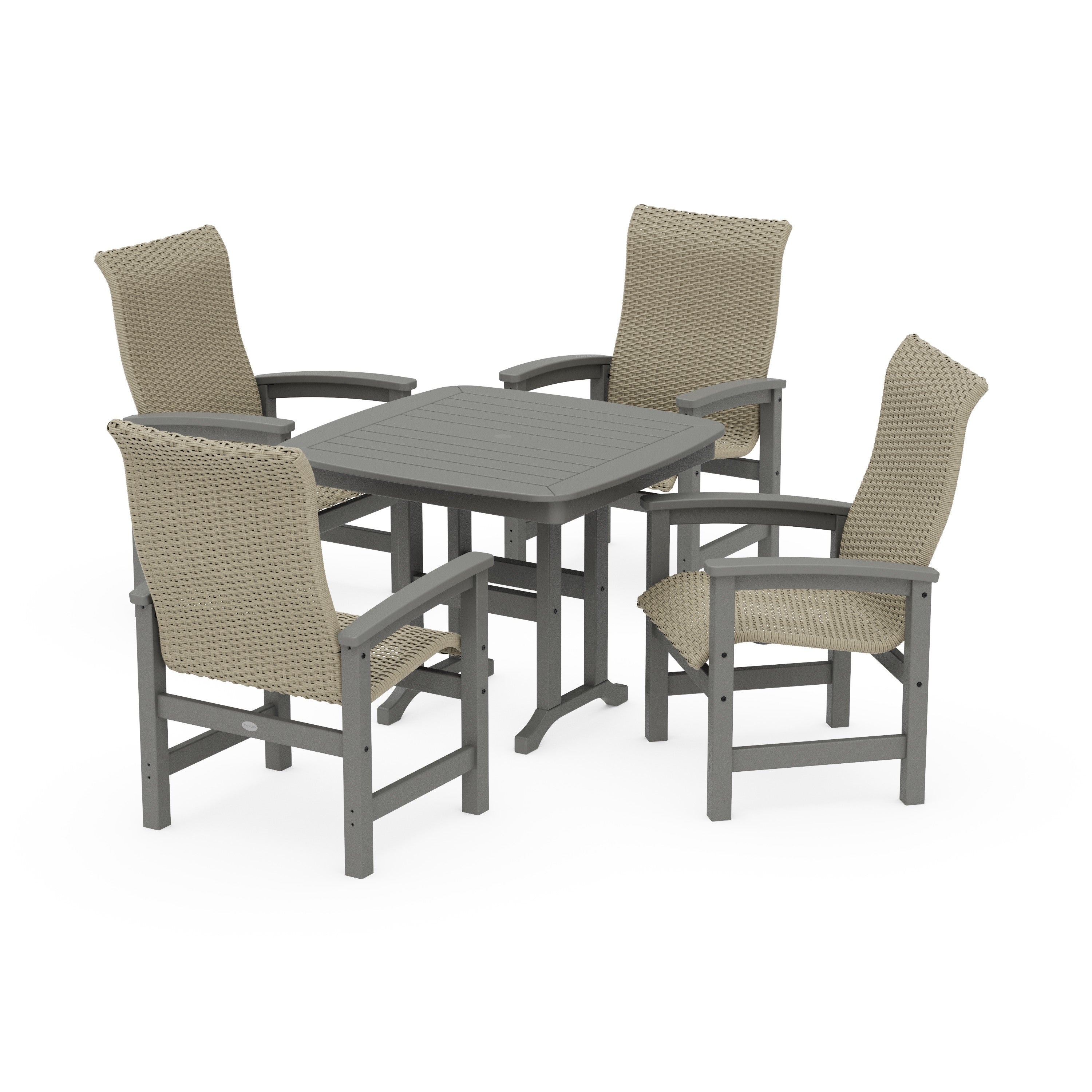 POLYWOOD® Coastal Woven High-Back 5-Piece Dining Set